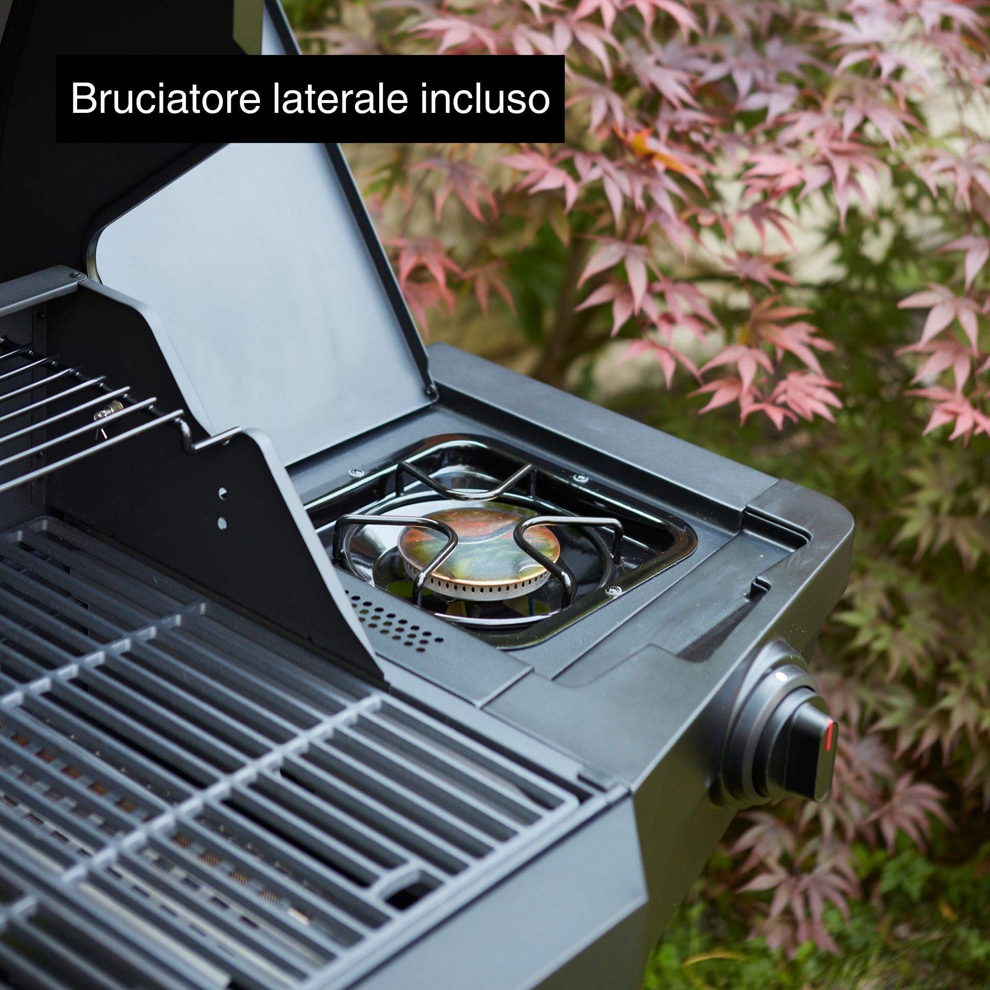 Barbecook grill gazowy Luca 312 z szafką i palnikiem bocznym czarny 133,4 x 60,3 x 112,3 cm