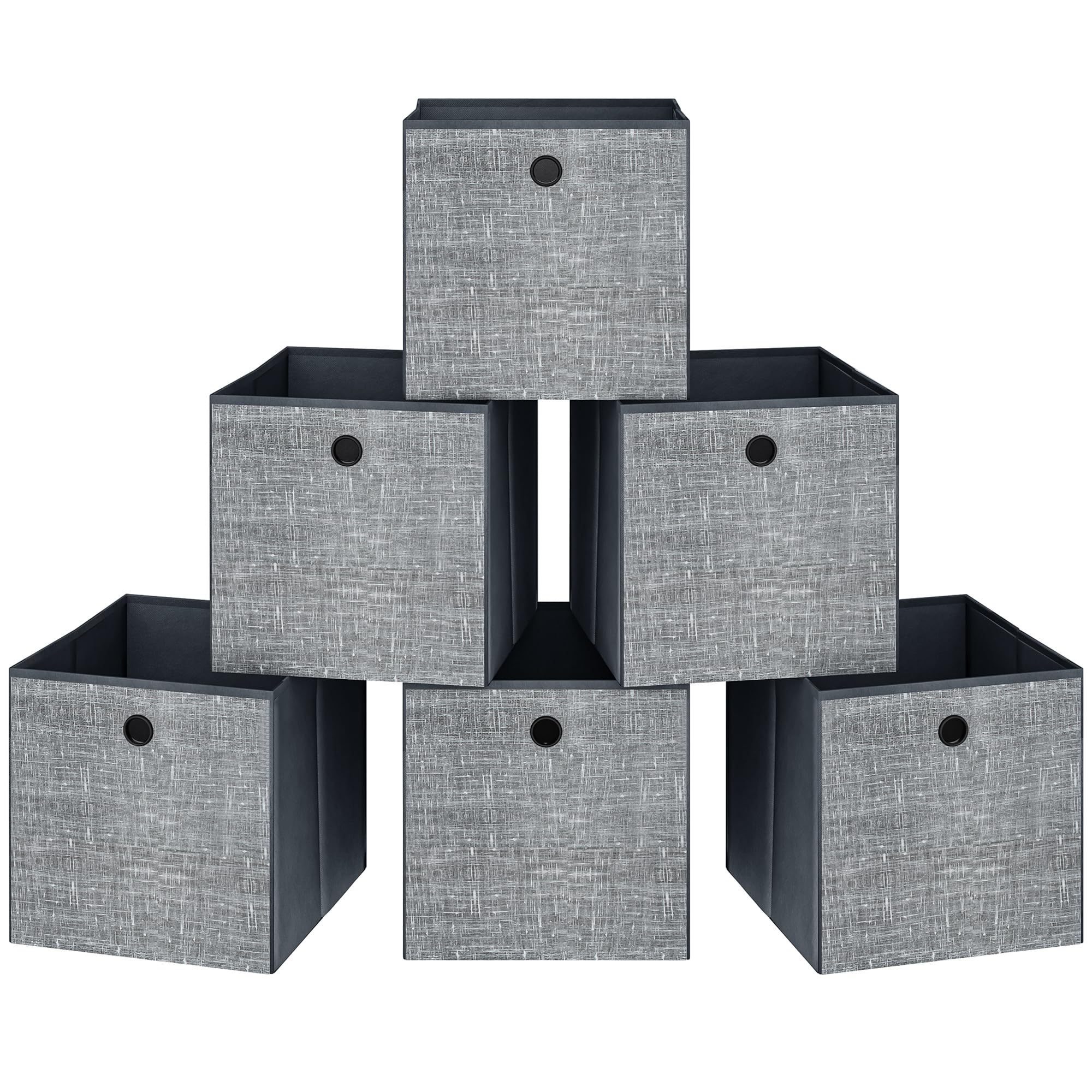 Hzuaneri Storage Cubes, 10.2-Inch Foldable Cube Storage Bin with Handles, Set of 6, Cube Storage Baskets for Organizing, Closet Organizers for Shelves, Bookcase, Grey SC06928W