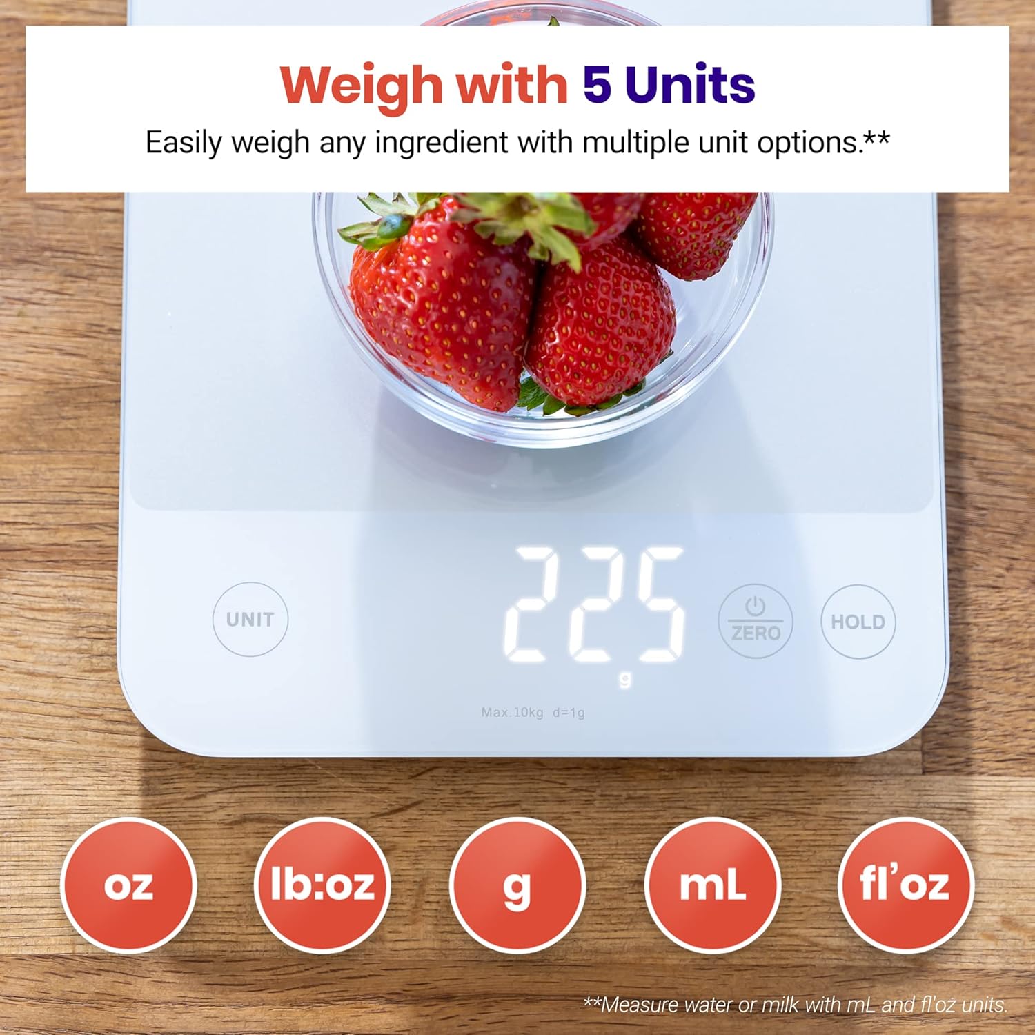 Smart Weigh Báscula digital de alimentos de cocina de 11 libras, báscula de  peso mecánica precisa con modos de 5 unidades, gramos y onzas para pérdida