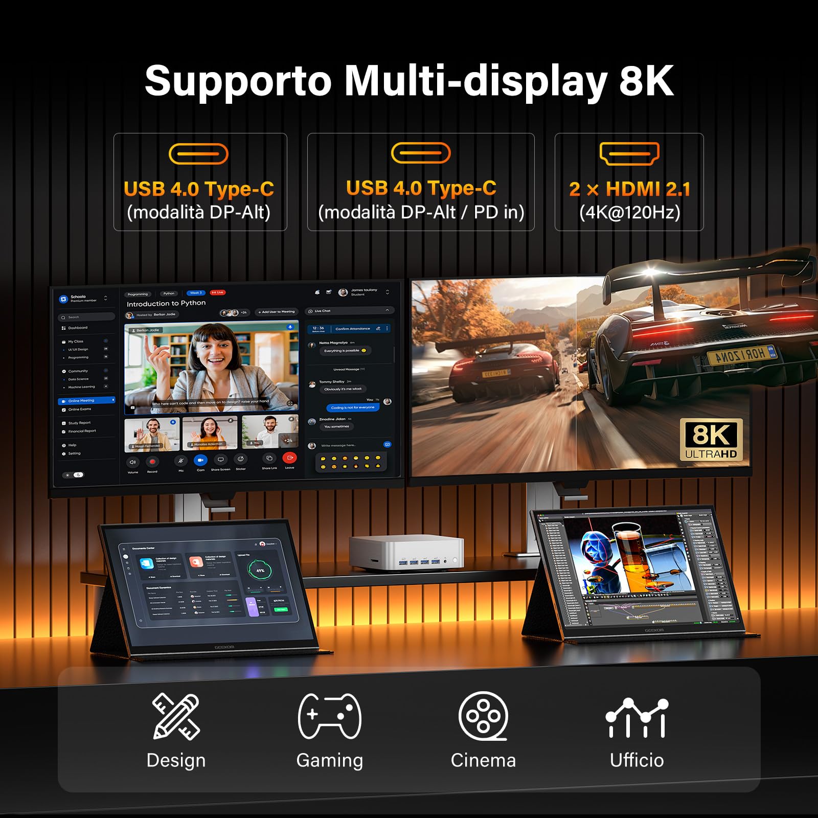 GEEKOM A9 Max 2026 Edition Mini PC AI con AMD Ryzen AI 9 HX 470 (86 TOPS) | 32GB DDR5 + 2TB SSD | Win 11 Pro | per Sviluppatori AI,Home Server | 4x Uscita 8K (HDMI/USB4/DP) Doppia 2.5G LAN | WiFi 7