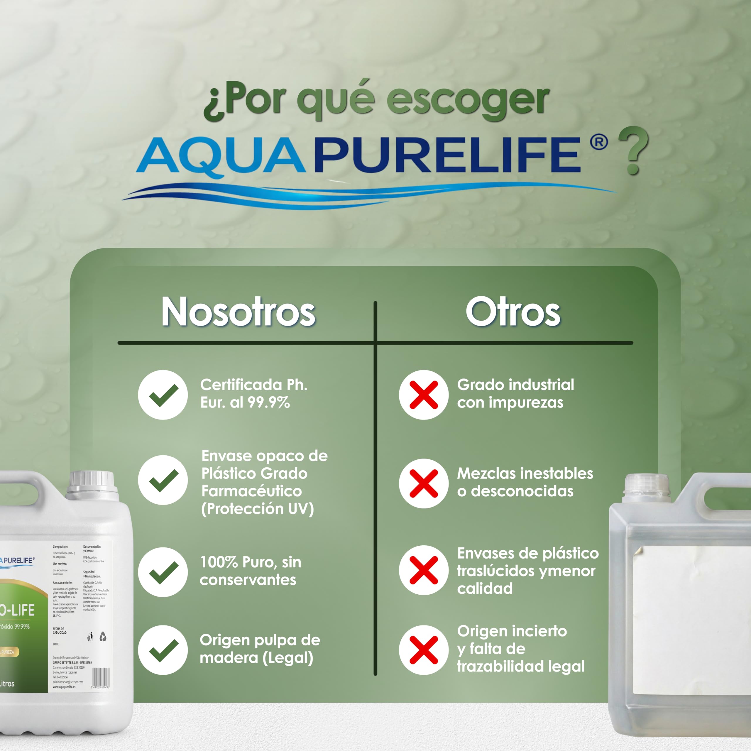 AGUAPURELIFE DMSO 99.9 Pure HDPE Kanister, hochwertiges Dimethylsulfoxid, ideal zum Mischen und Verdünnen, Format 5 Liter