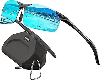 SIPLION - Gafas de sol deportivas polarizadas para hombre, marco de metal Al-Mg, ultraligeras