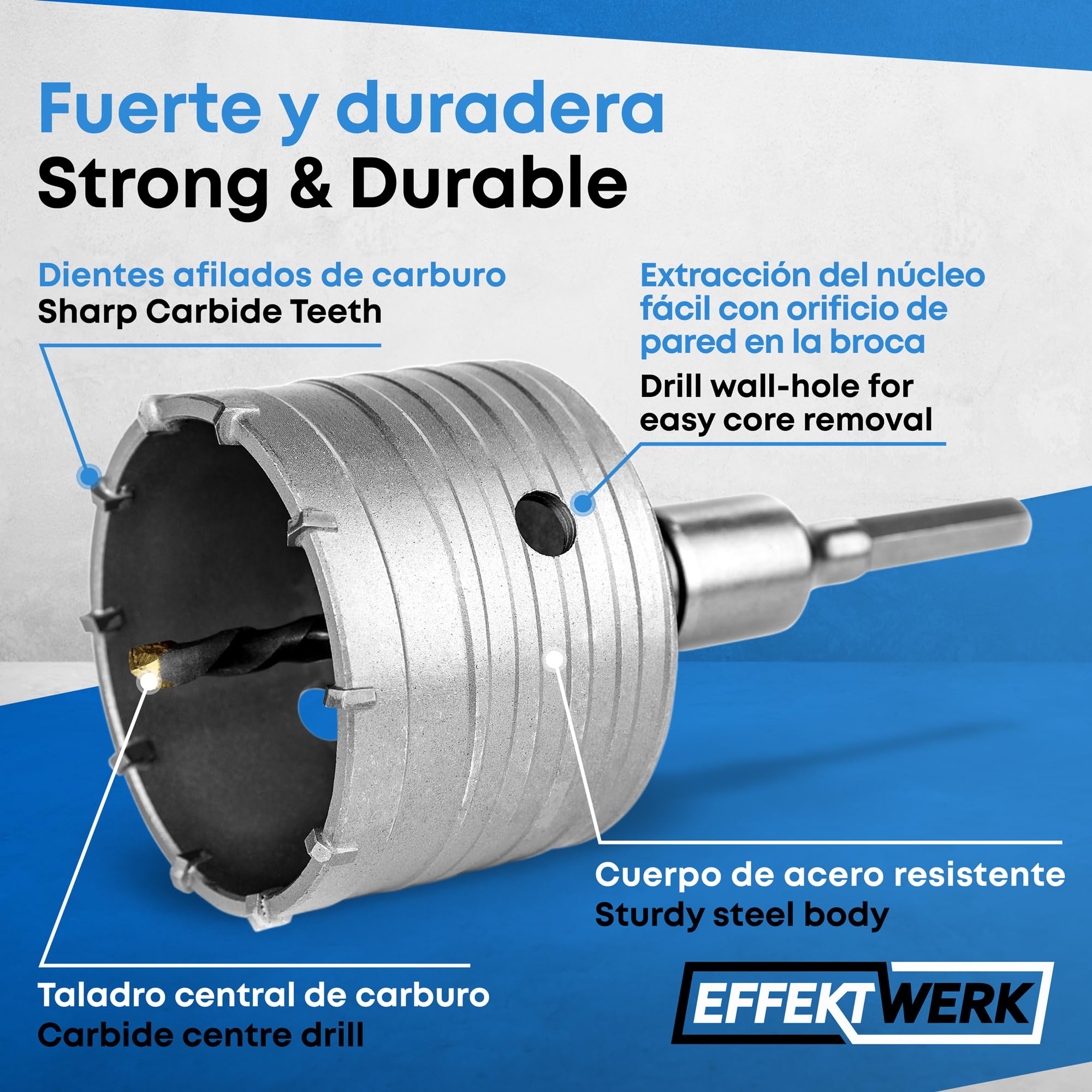 Broca de núcleo - Kit de sierra de agujero de 82 mm para hormigón, ladrillo y mampostería de piedra - Broca hueca circular con central de carburo y vástago SDS Plus