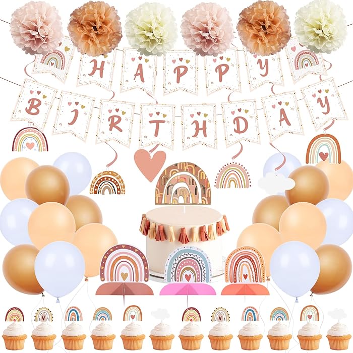 Buy Boho Rainbow Birthday Party Decorations kit with Boho Rainbow Theme