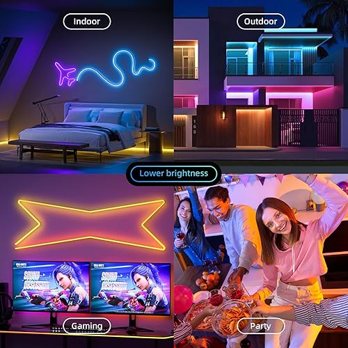 Miniatura 6 de Annxrenn Tira de luz de neón roja, tira de luz LED flexible de neón de 16.4 pies, tira de luz de neón LED de 12 V, luz de neón impermeable para