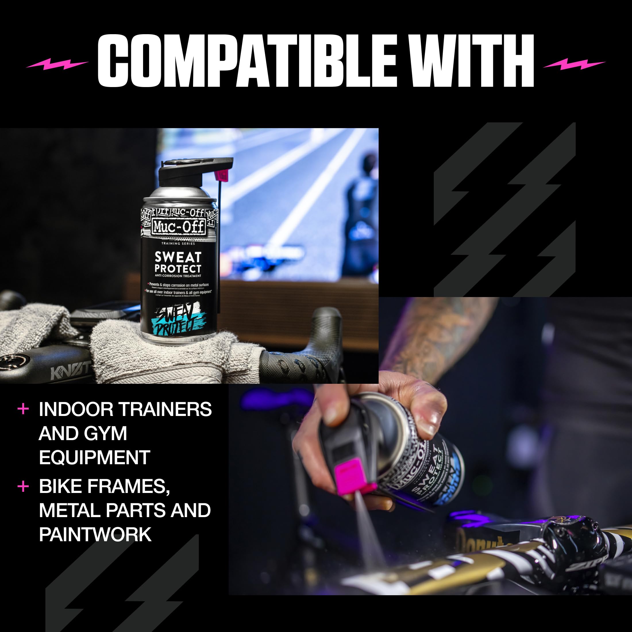 Muc-Off Indoor Training Sweat Protect, 300 ml - Spray Protettivo - Antiruggine Spray e Anticorrosione per Biciclette Indoor e Attrezzature da Palestra