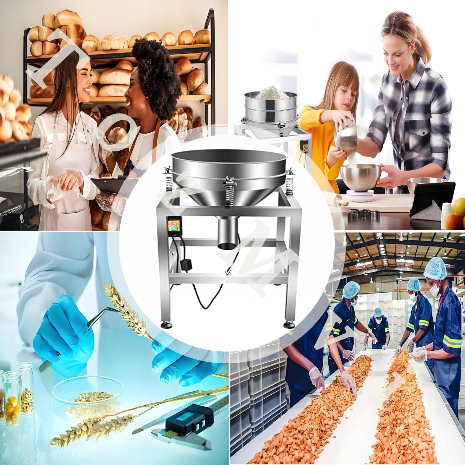 Elektrische Siebmaschine Für Mehl, Elektrisches Vibrationssieb, Elektrisches Sieb Aus Edelstahl, Kommerzieller Vibrationssieb-Schüttler Für Pulver, Mit Sieb Aus Edelstahl 304,130mesh