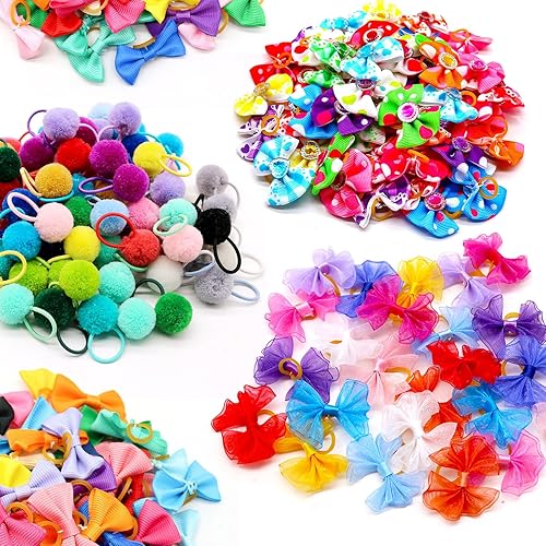 Miniatura 7 de 80 lazos para el pelo de perro, lindos lazos para cachorros con bandas de goma, accesorios de aseo para el pelo de Yorkie a granel, lazos para