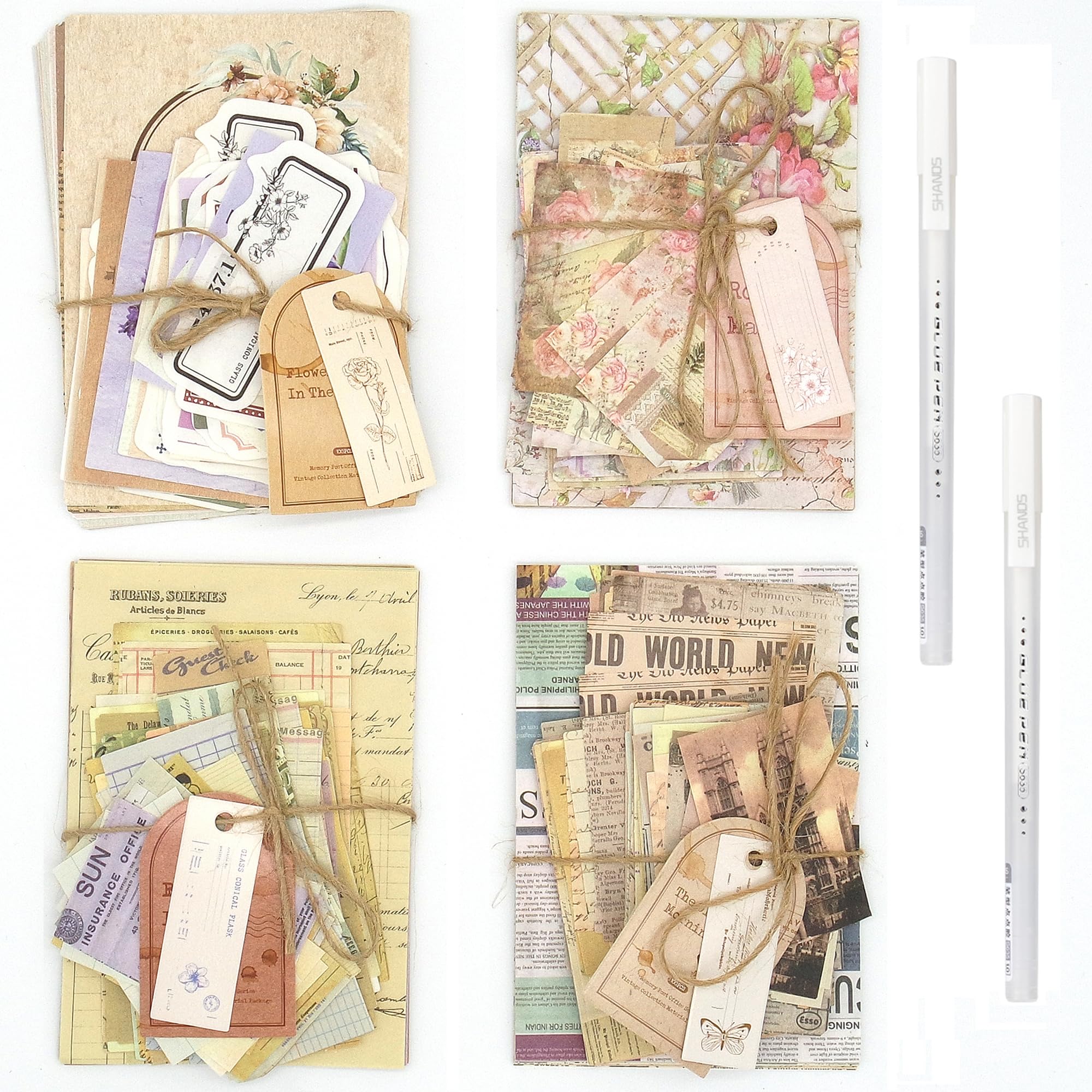 Scrapbook Paper, 400 Sheets of journaling Supplies for Vintage Crafts Planner Bullet Junk Journal Supplies Mixed Media Collage Card Album Embellishments