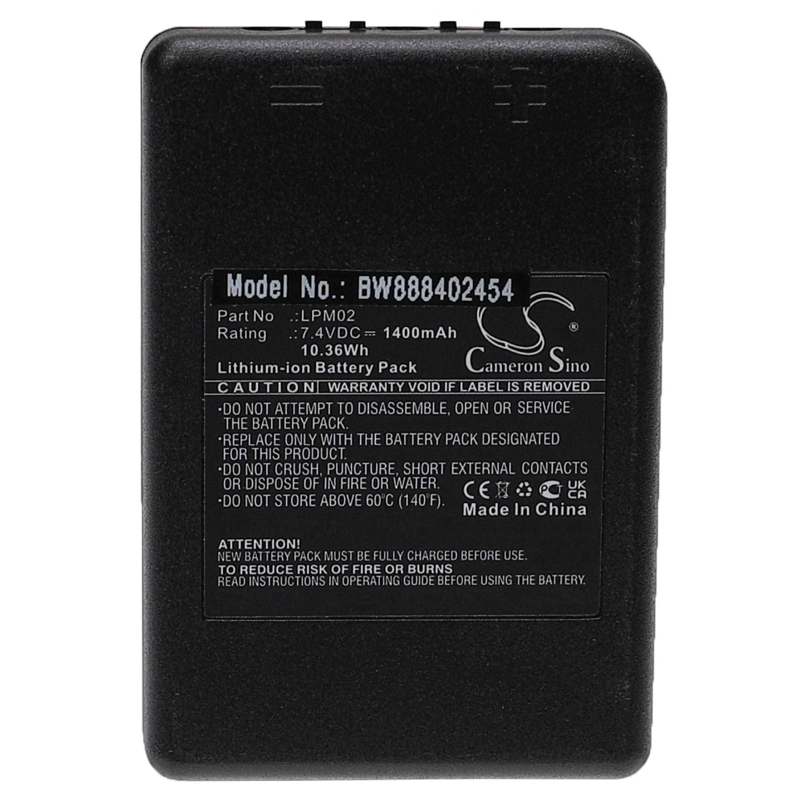 vhbw batteria sostituisce Autec LPM02 R0BATT00E08A0 per Radiocomando Industriale 1400mAh 7,4V Li-Ion