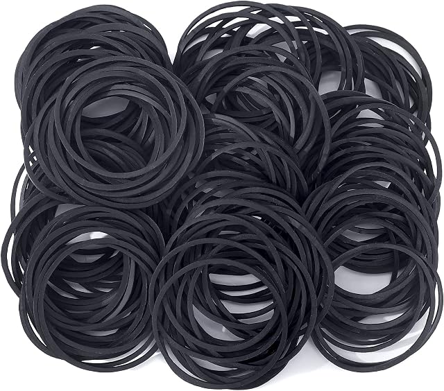 200pcs Black Natural Rubber Elastic Bands Heavy Duty Bands for Hair Home, Pens, Catapults, Bills, Bank Paper, Office Supplies(38mm)