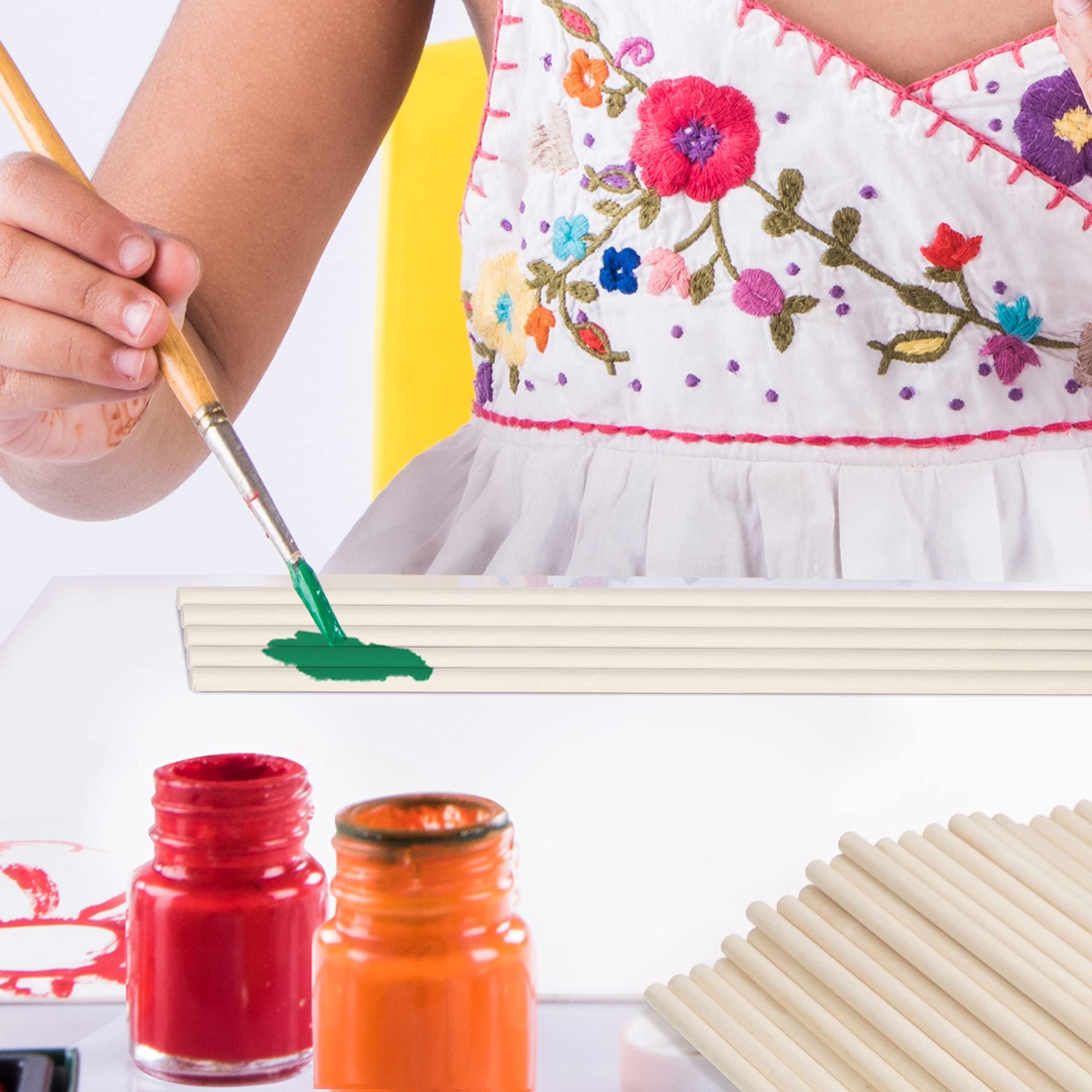 Bastoncini Di Legno Naturali Belle Vous - 200 Pezzi Da 30.5 Cm X 5 Mm Per Artigianato E Fai Da Te - Foto 4