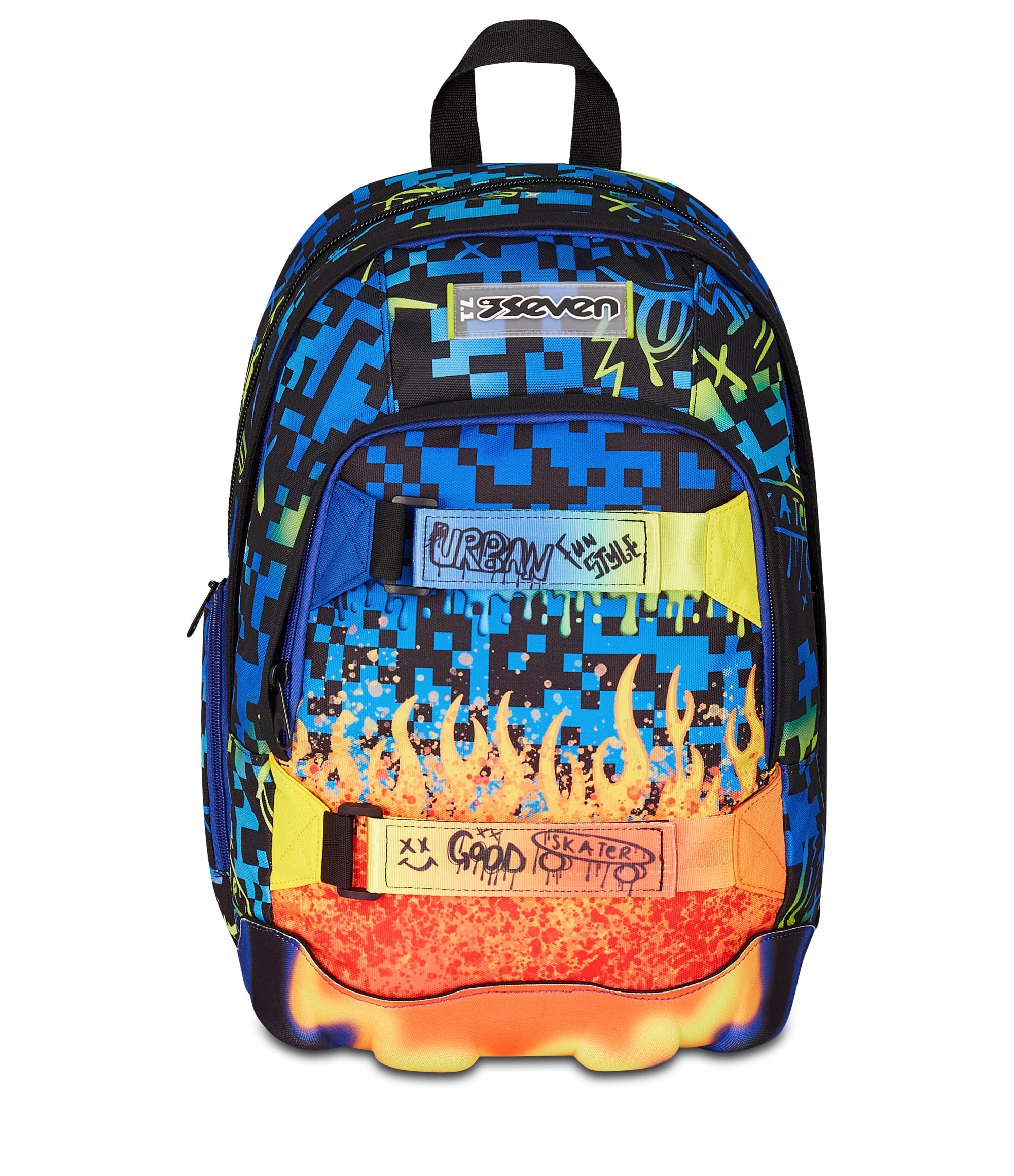 Seven Sac à Dos d'école Double, Bleu, Double Compartiment de 31 L, avec Poche pour PC, Poche pour Bouteille d'eau et Poche avec Organisateur, Sac à Dos d'école Moyenne et supérieure, Sac à Dos garçon