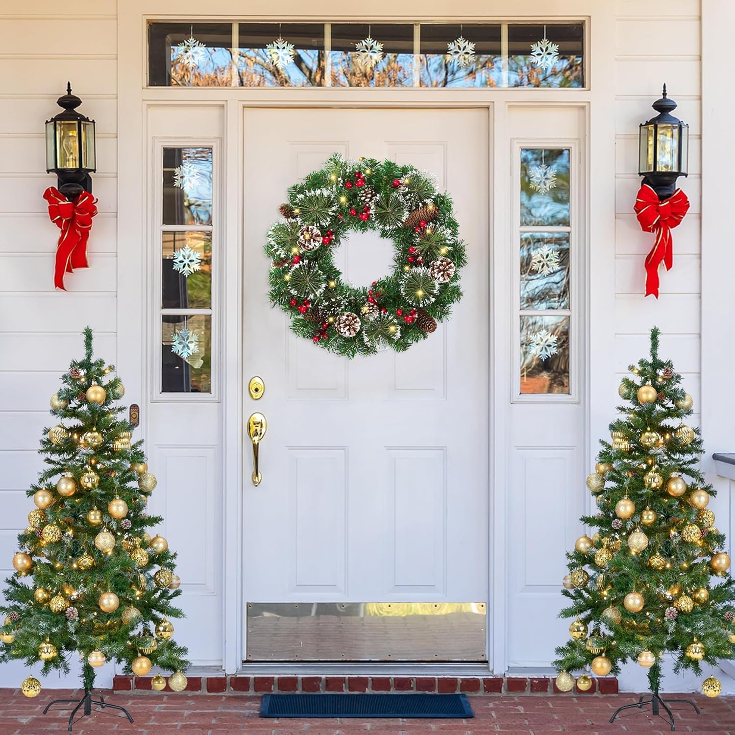 12 Inch Christmas Wreath for Door & Home Decor | Merry Xmas Wreath Ring | Christmas Decorations Items for Home Office | Wreath for Christmas Tree Wall Staircase | Christmas Reeth Door Decoration 1
