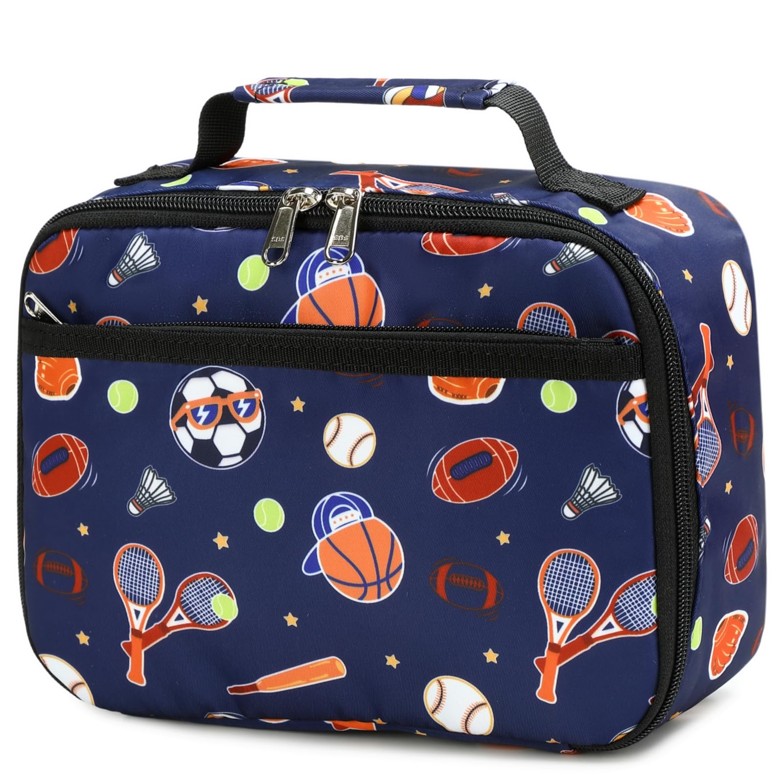 CAMTOP Lunch Box Kids Boys Insulated Lunch Cooler Bag Reusable Lunch Tote Kit for School Travel (Classic Ball)