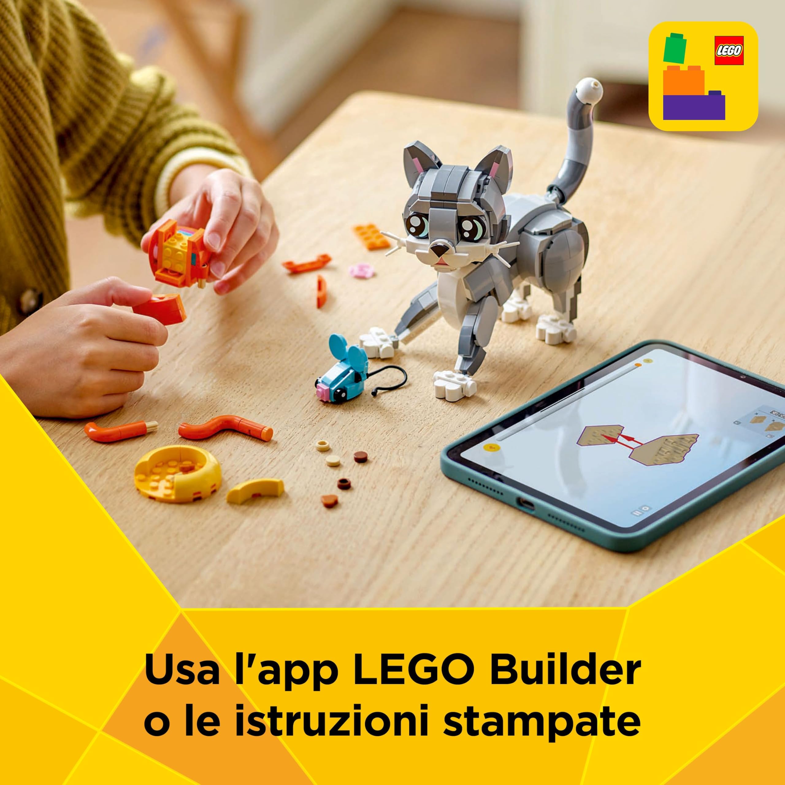 LEGO Creator 3 in 1 Gatto Giocoso Giocattolo - Animale che si Trasforma in Piccione o in Cane Domestico - Regalo di Compleanno Creativo per Bambine e Bambini da 8 Anni in su - 31163