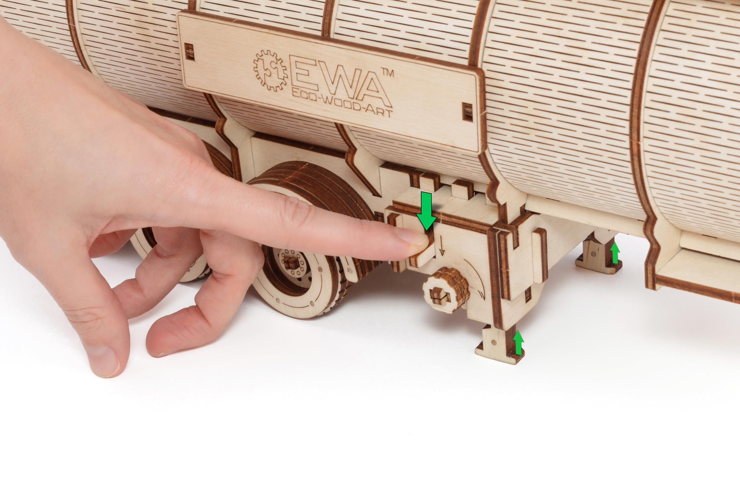 EWA Eco-Wood-Art Tank Trailer for Road King EWA Puzzle en bois écologique 3D pour adolescents et adultes-REMBOURSEUR Kit de bricolage à monter soi-même, pas de colle nécessaire-251 pièces, naturel