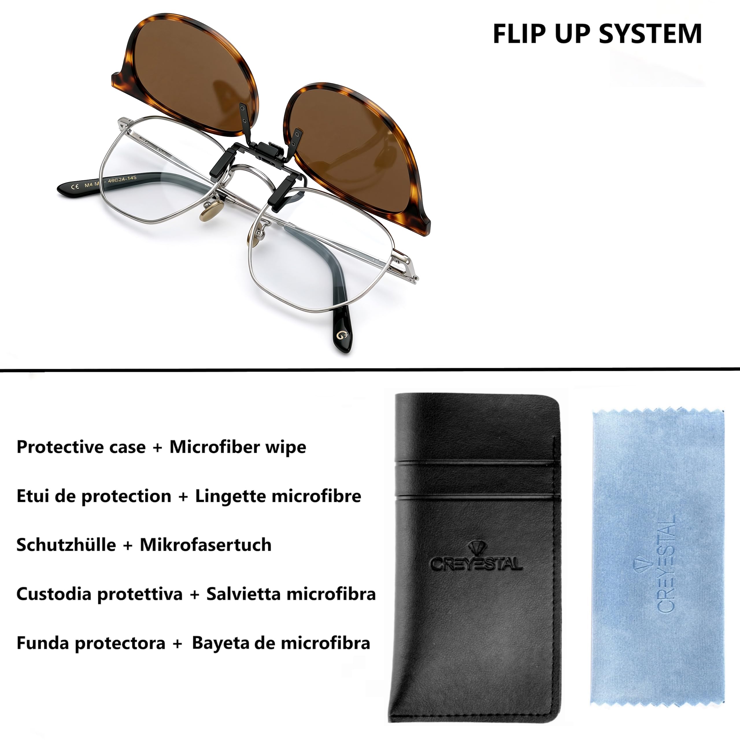 Clip Occhiali da Sole Polarizzati, Relevable e Ultra Leggeri, Soprocchiali da Sole, Clip Solare, Uomo, Donna, 100% Anti-UV, Certificato CE