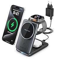 Tigratigro Caricatore Wireless Stazione, magnetico pieghevole 3 in 1 con MagSafe