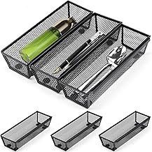 6 Piece Cutlery Tray Set for Drawers, Metal Cutlery Organizer Tray with Interlocking Sides, Expandable Cutlery Storage Box
