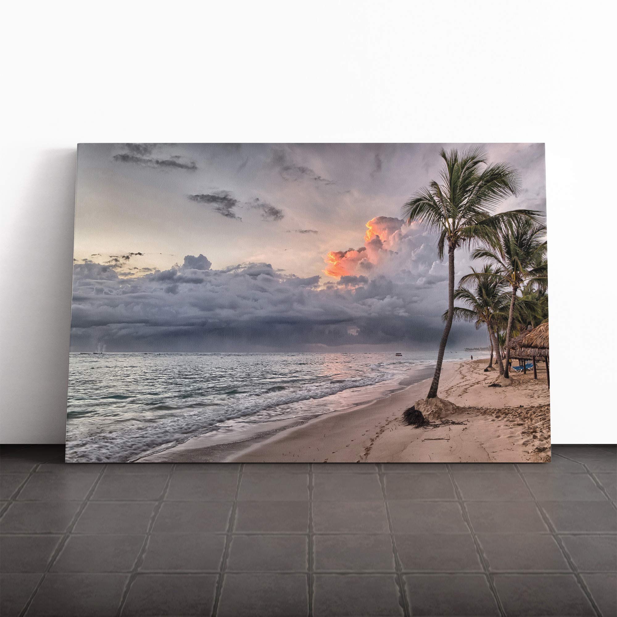 Seascape Dominican Republic Beach Tropical Canvas Print | Gallery Wrapped 30mm Frame Wall Art | 24x16 inches | Ready to Hang | Modern Seascape Picture | Living Room Bedroom Lounge Office