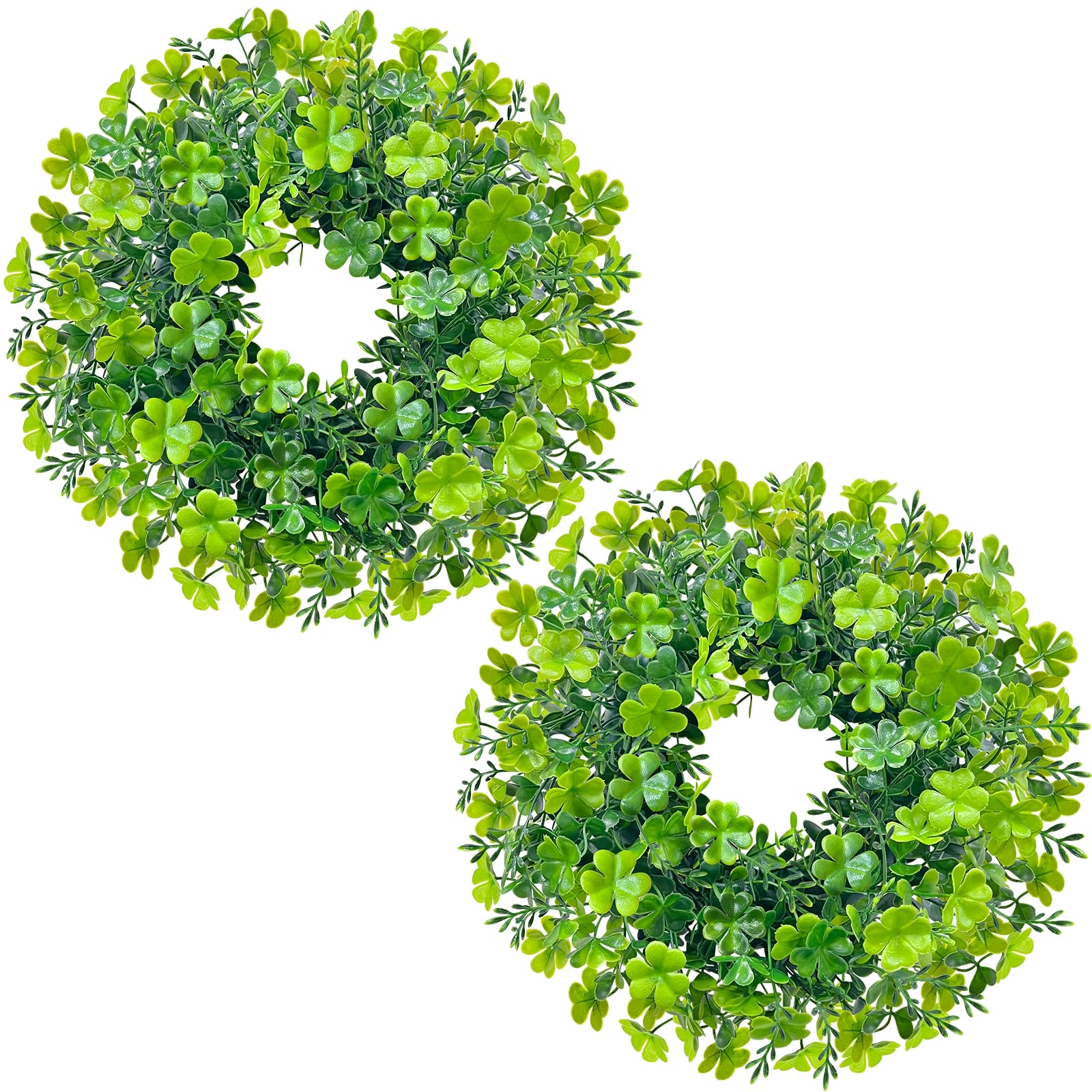 TURNMEON 2 Pack St. Patrick's Day Shamrocks Wreath for Front Door St. Patrick's Day Decorations Lucky Clover Spring Summer Artificial Wreath St.Patrick's Day Party Decor Outdoor Indoor Home Porch Wall