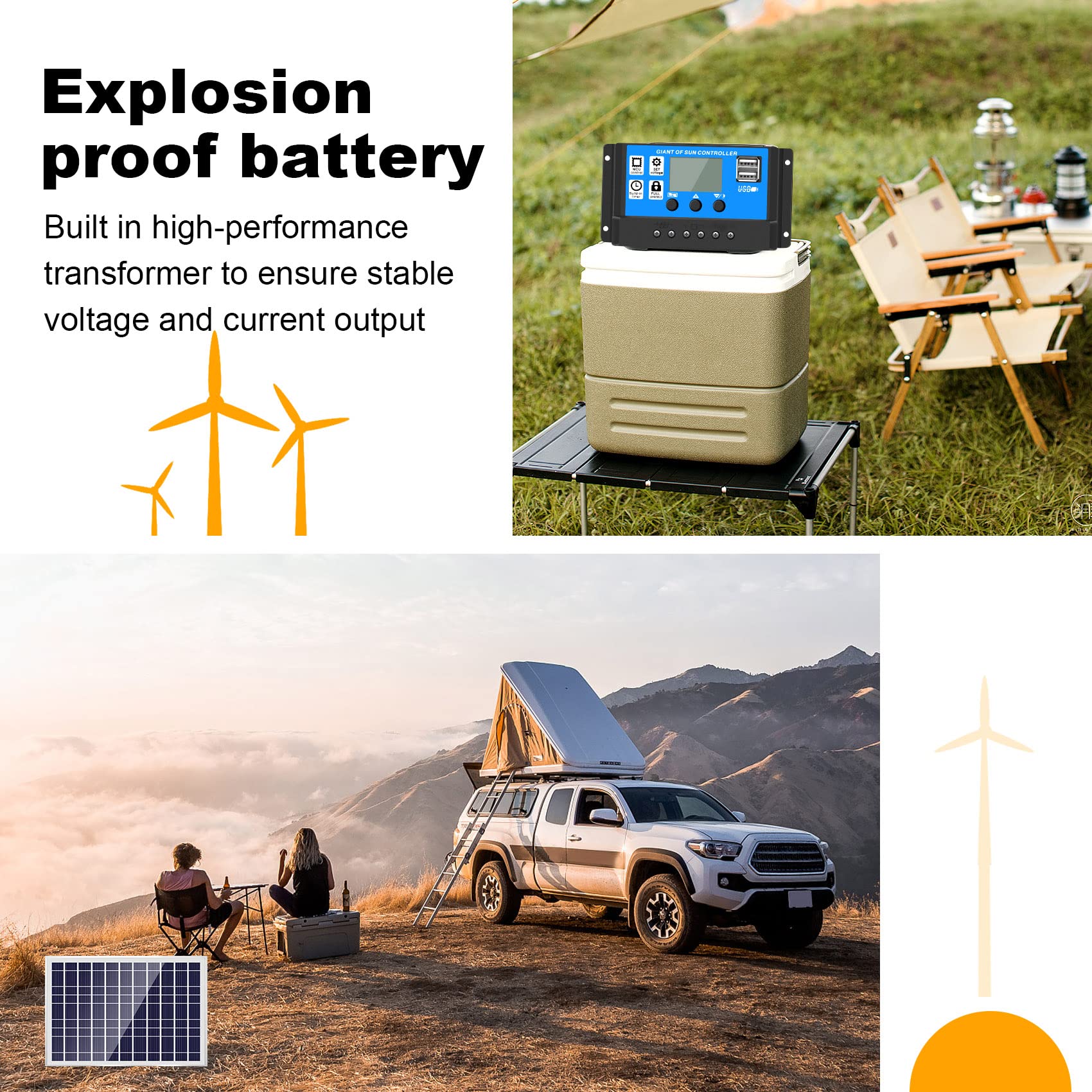 Chargeur de Batterie de Panneau Solaire 30W 12V + ContrôLeur 40A pour Camping-Car Camping-Car