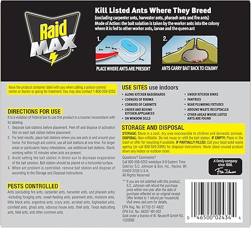Miniatura 11 de Raid Max Cebo líquido para hormigas mata hormigas donde se reproducen, para uso en interiores y exteriores 12 estaciones de cebo