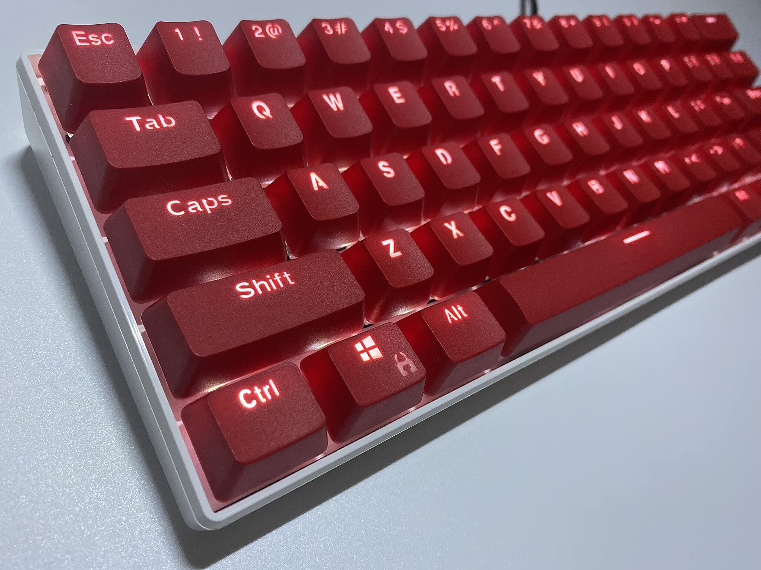 Sunzit Keycaps 61 Keycaps Backlit Two Tone Mechanical Keyboard PBT Keys for RK61 / GH60 / ALT61 / Annie / Keyboard Poker Keys