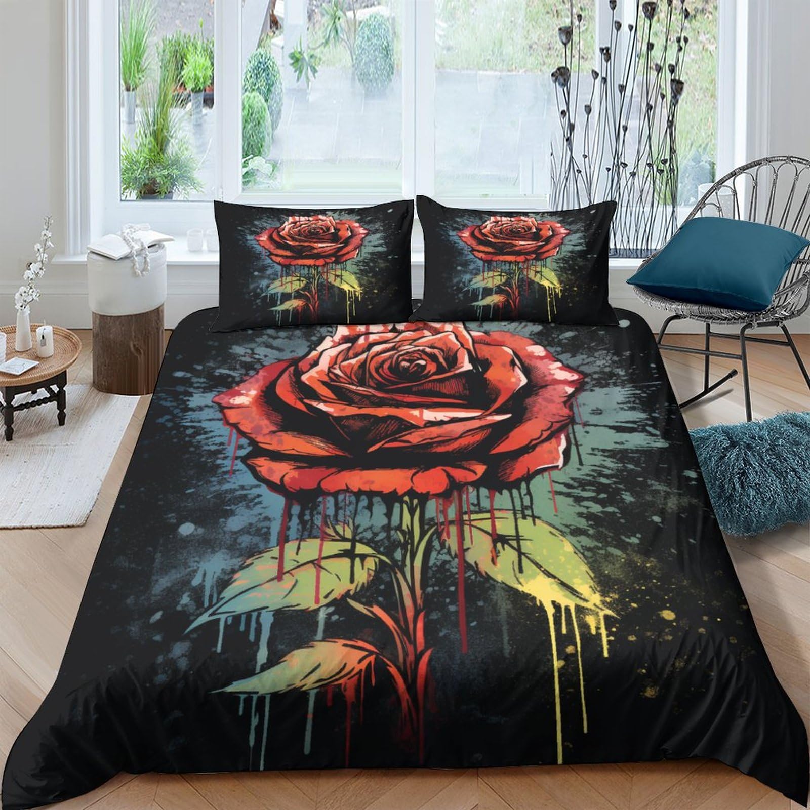 Housse de couette fermeture à glissière lit king size 3 pièces
