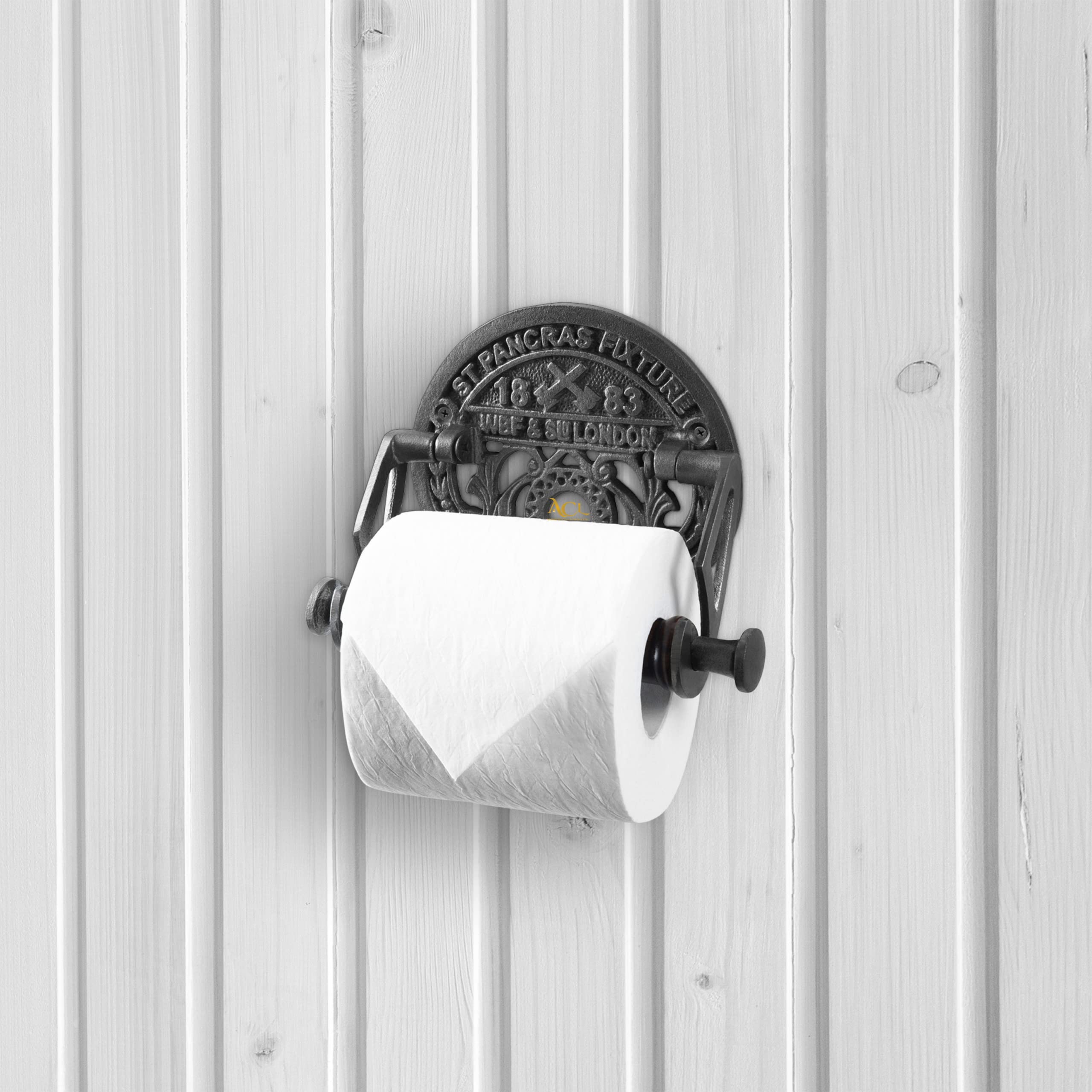 ACL Toilettenpapierhalter St. Pancras – Wandmontage, Chrom, Vintage-Design | Rustikales Badezimmer-Zubehör