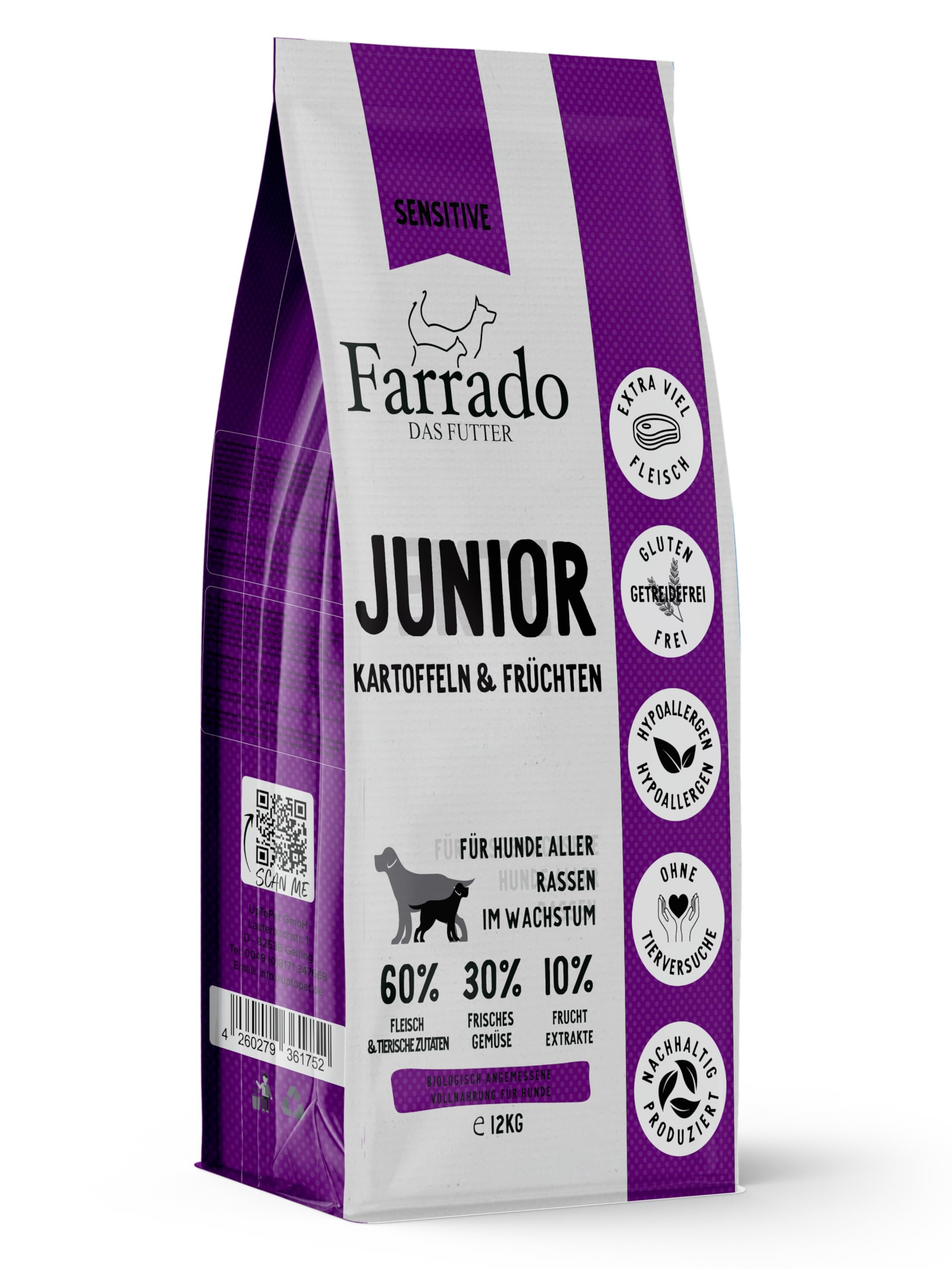 Welpenfutter | Puppy Junior getreidefrei & glutenfrei - Trockenfutter mit Lachs, Hering, Forelle (12 kg)