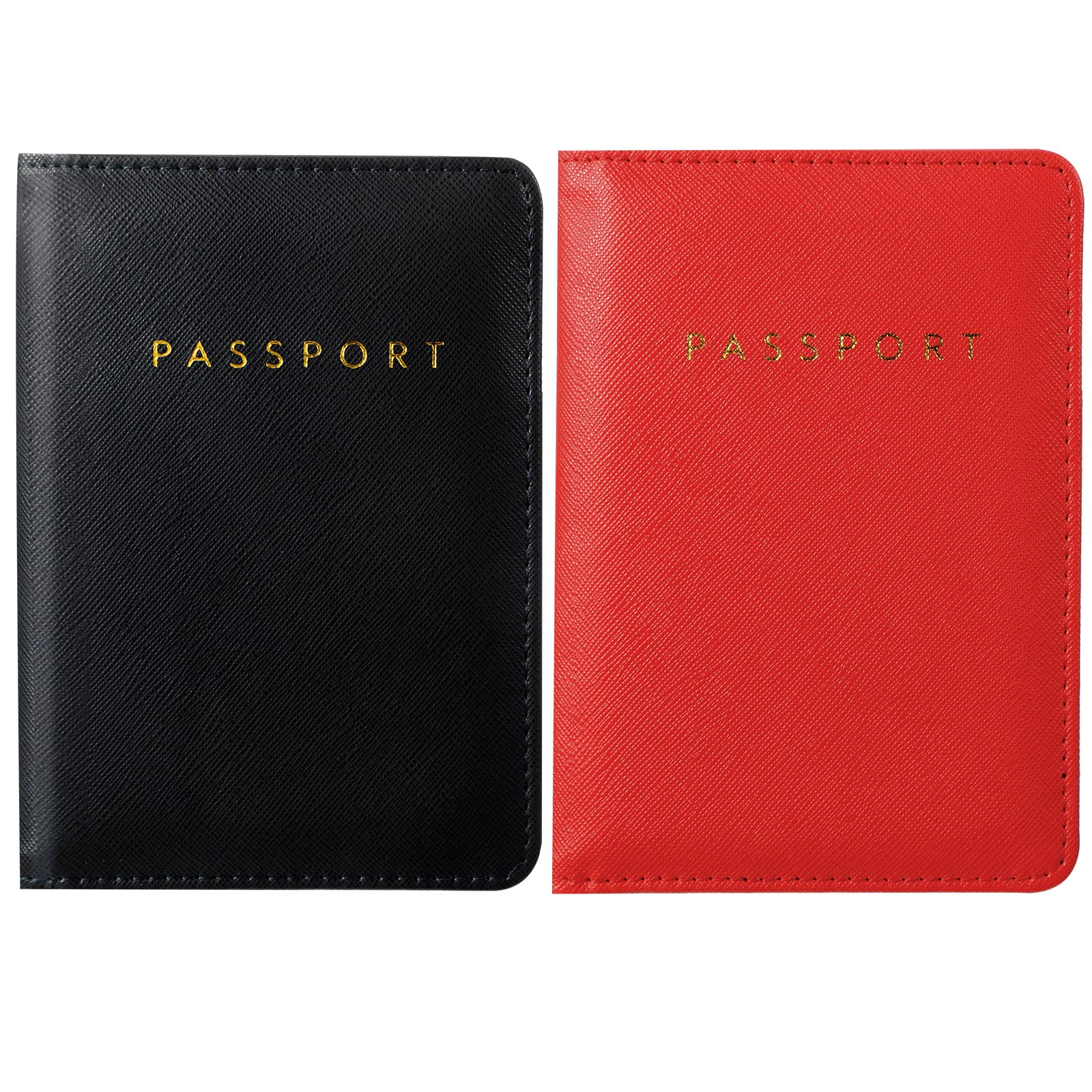 Frienda2 Pieces Bridal Passport Covers Holder Waterproof Leather Holder Covers Travel Wallet Passport Case for Women and Men