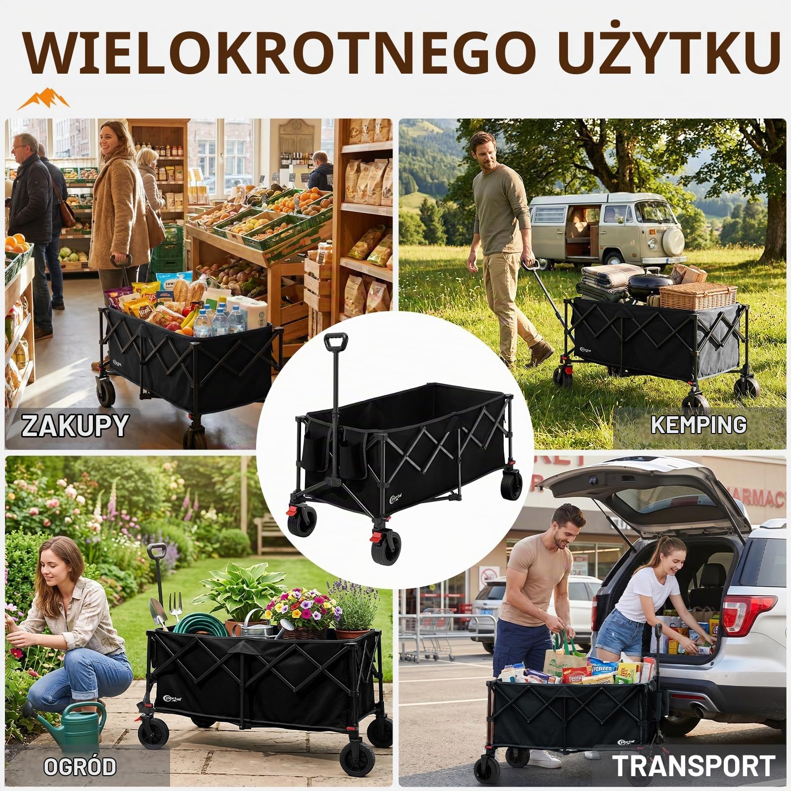 Portal Wózek składany, 300 l, XXL, duża powierzchnia ładunkowa, obciążenie