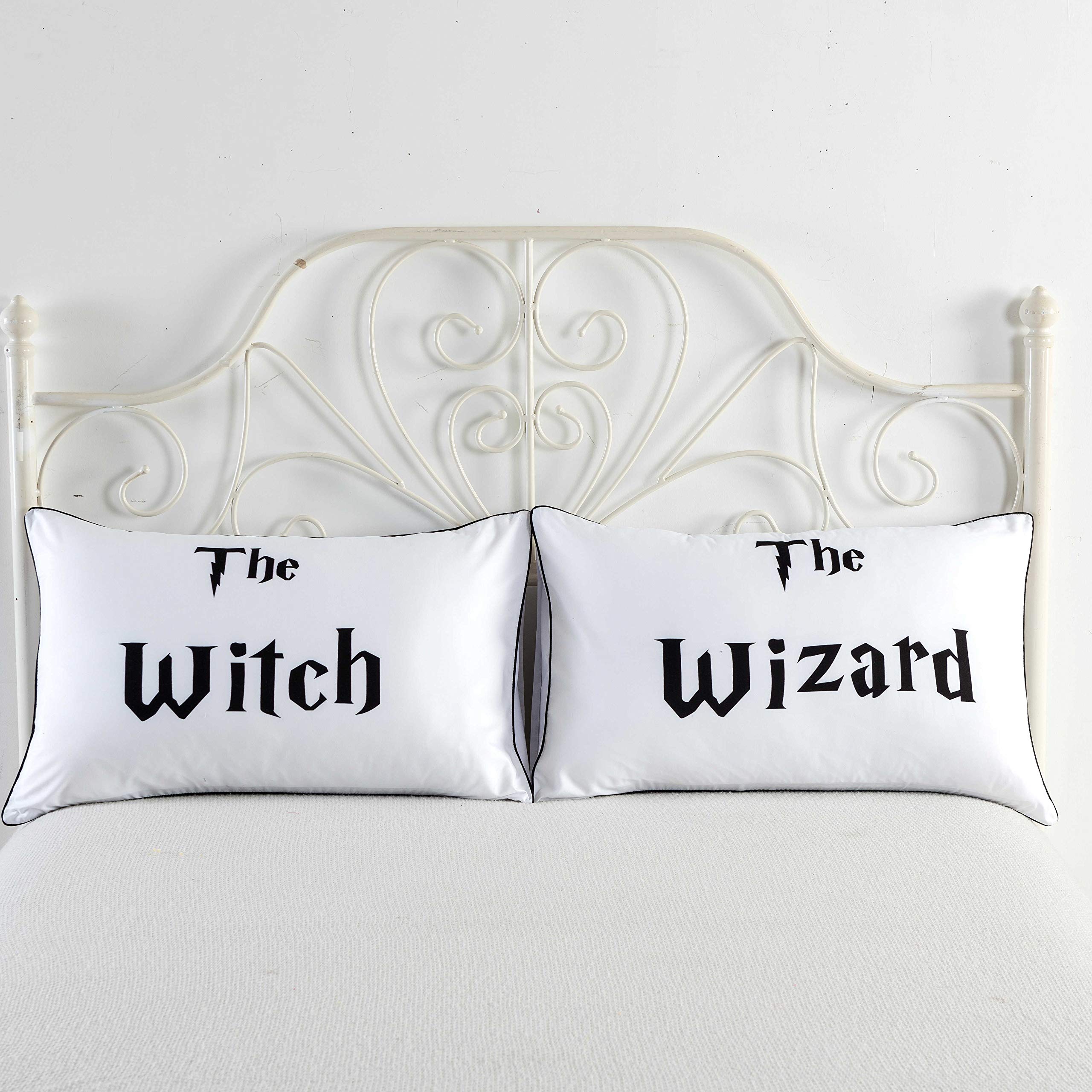 Styho the Witch and the Wizard Print Couples Pillowcases White Pillowcases for Lovers Couples Husband and Wife Couple Pillow Cases (74 * 48cm)