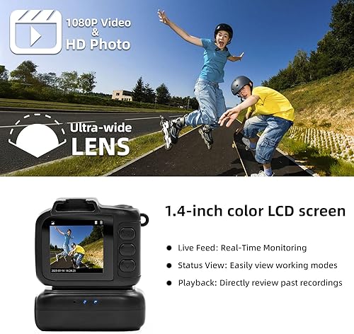 Miniatura 4 de Llavero mini cámara, mini cámara digital retro, cámara Y2K, lente gran angular, pantalla LCD de 1.4 pulgadas, 32 GB incluidos, fotos nostálgicas,