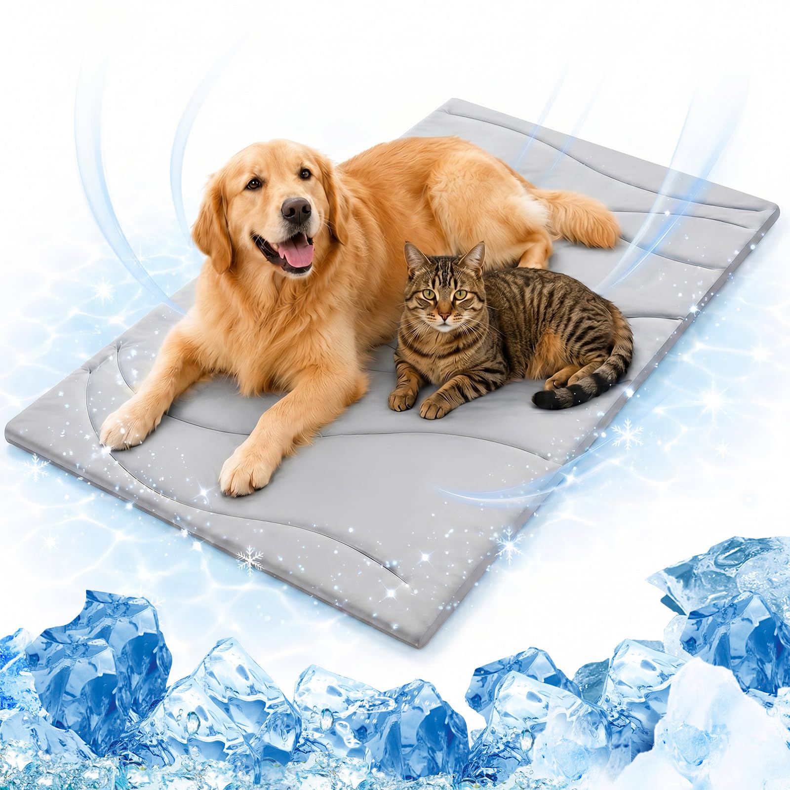 Tapis rafraîchissant d'été auto-rafraîchissant pour chiens et chats - Pour chiens et chats - Pour chiens et chats - Pour chiens et chats - Pour chiens et chats - Lavable et antidérapant - Gris clair