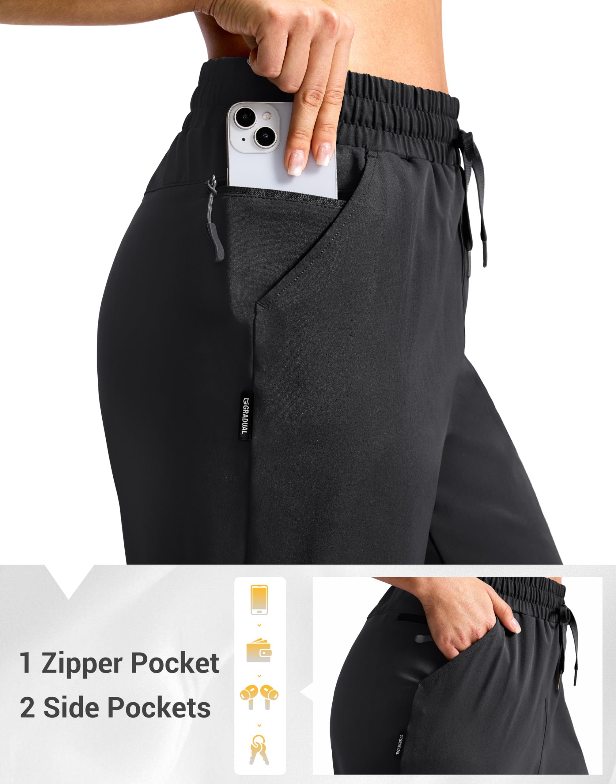 G Gradual Women's 15" Long Hiking Shorts with Zipper Pocket Below The Knee Capris Lightweight Bermuda Shorts for Women — view 4