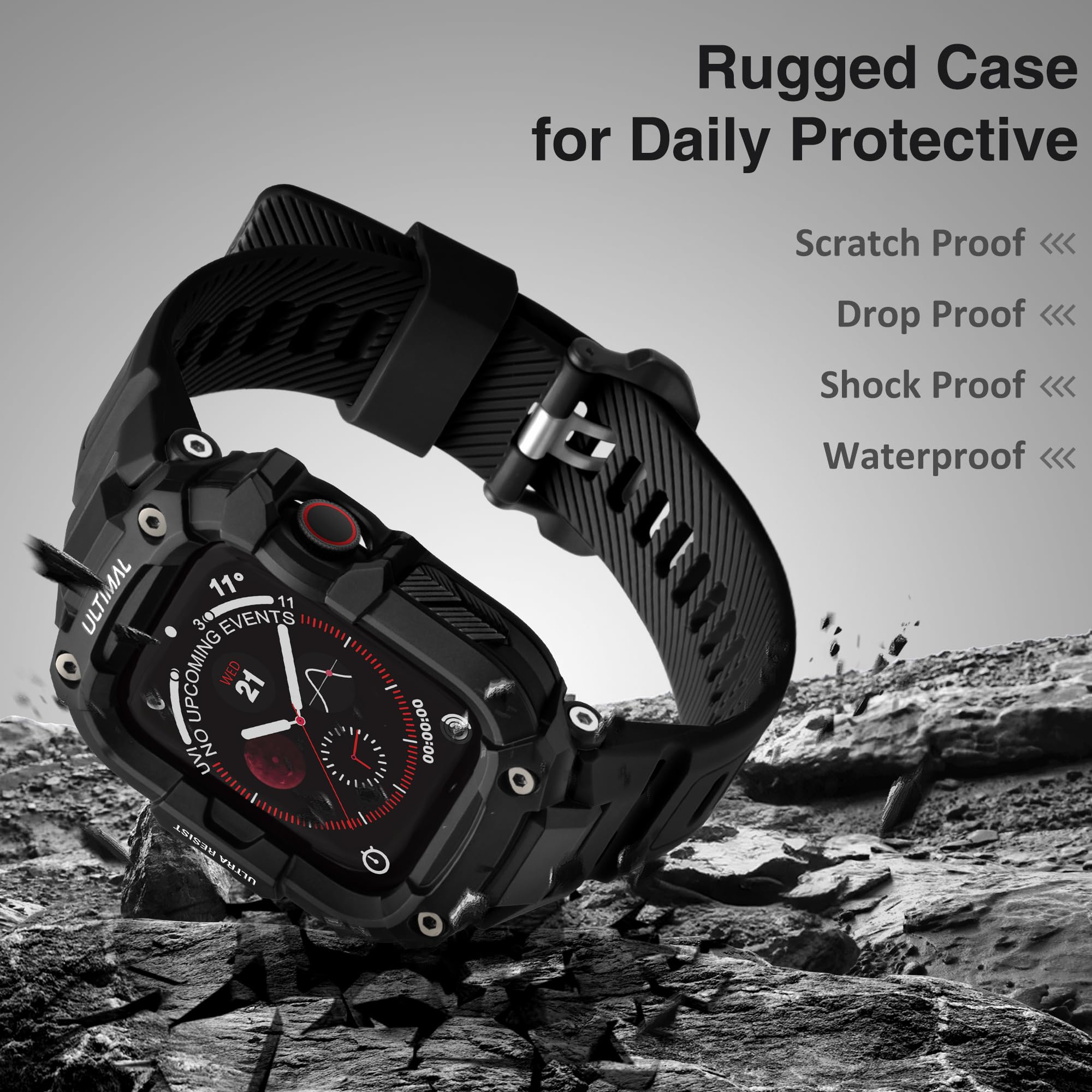 ULTIMAL Case with Band Compatible with Apple Watch Straps Series 6 5 4 SE SE2 SE3 44mm - Image 2
