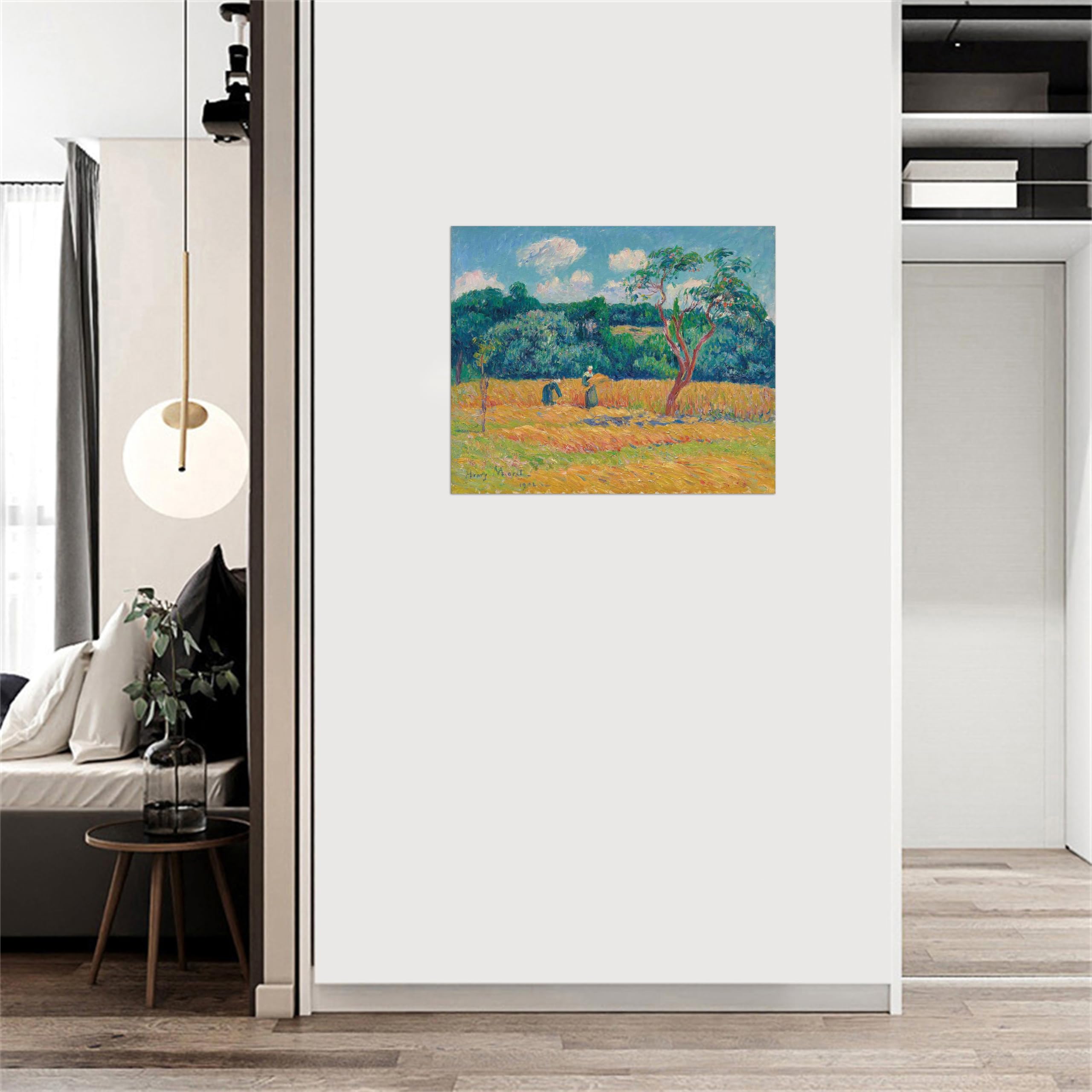 SDYSKKUG Henry Moret Bild Druck auf Leinwand. Berühmte Gemälde. Weizen. Moderne Leinwandbilder für Wohnzimmer. Reproduktion 72x60cm Ungerahmt