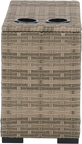 Miniatura 4 de Signature Design by Ashley Calworth - Consola de mimbre para exteriores con soportes para bebidas, color beige