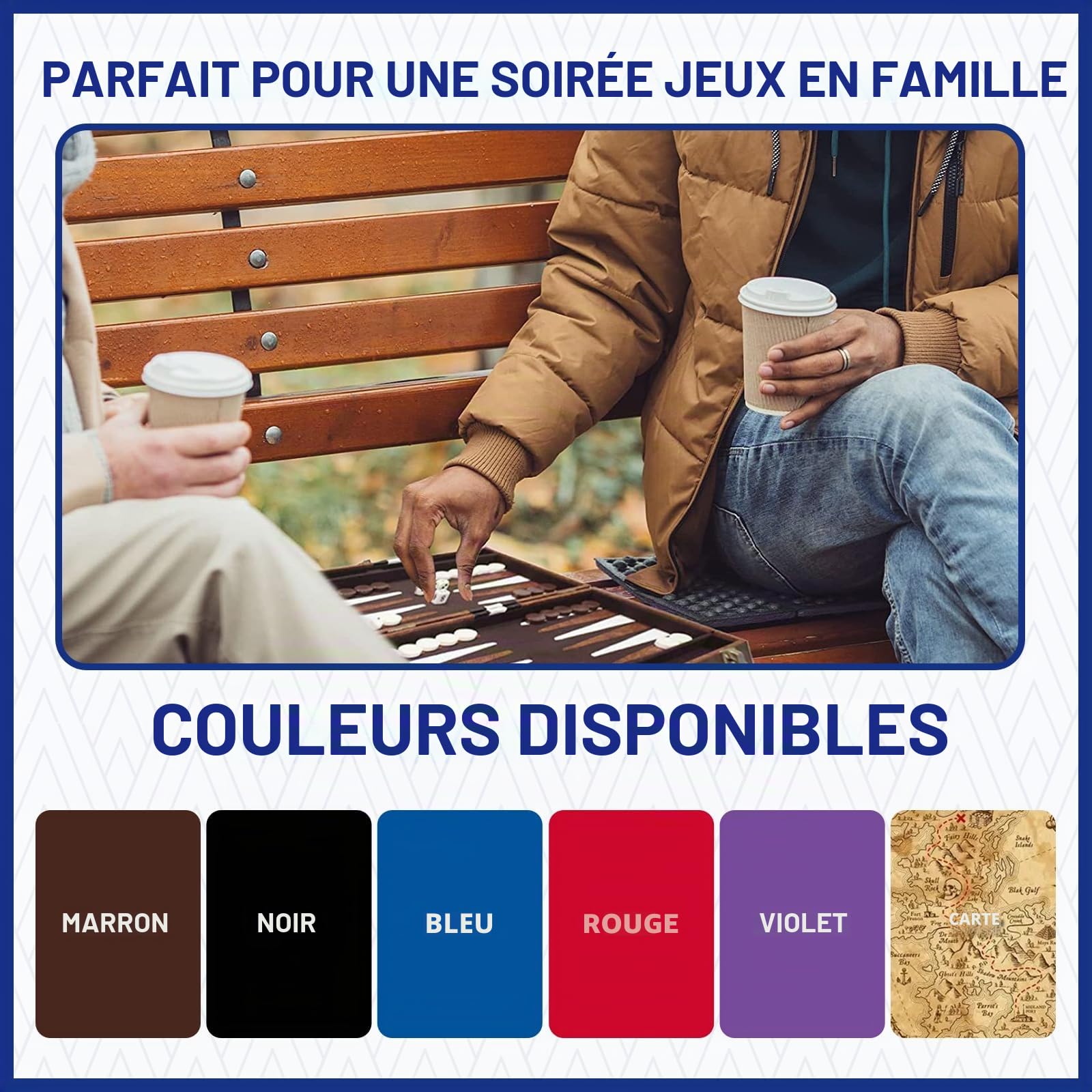 Jeu de Backgammon en Bois avec Étui en Cuir de Qualité Supérieure et Kit de Backgammon de Voyage Portable (Bleu) - Pour 2 Joueurs à partir de 8 ans