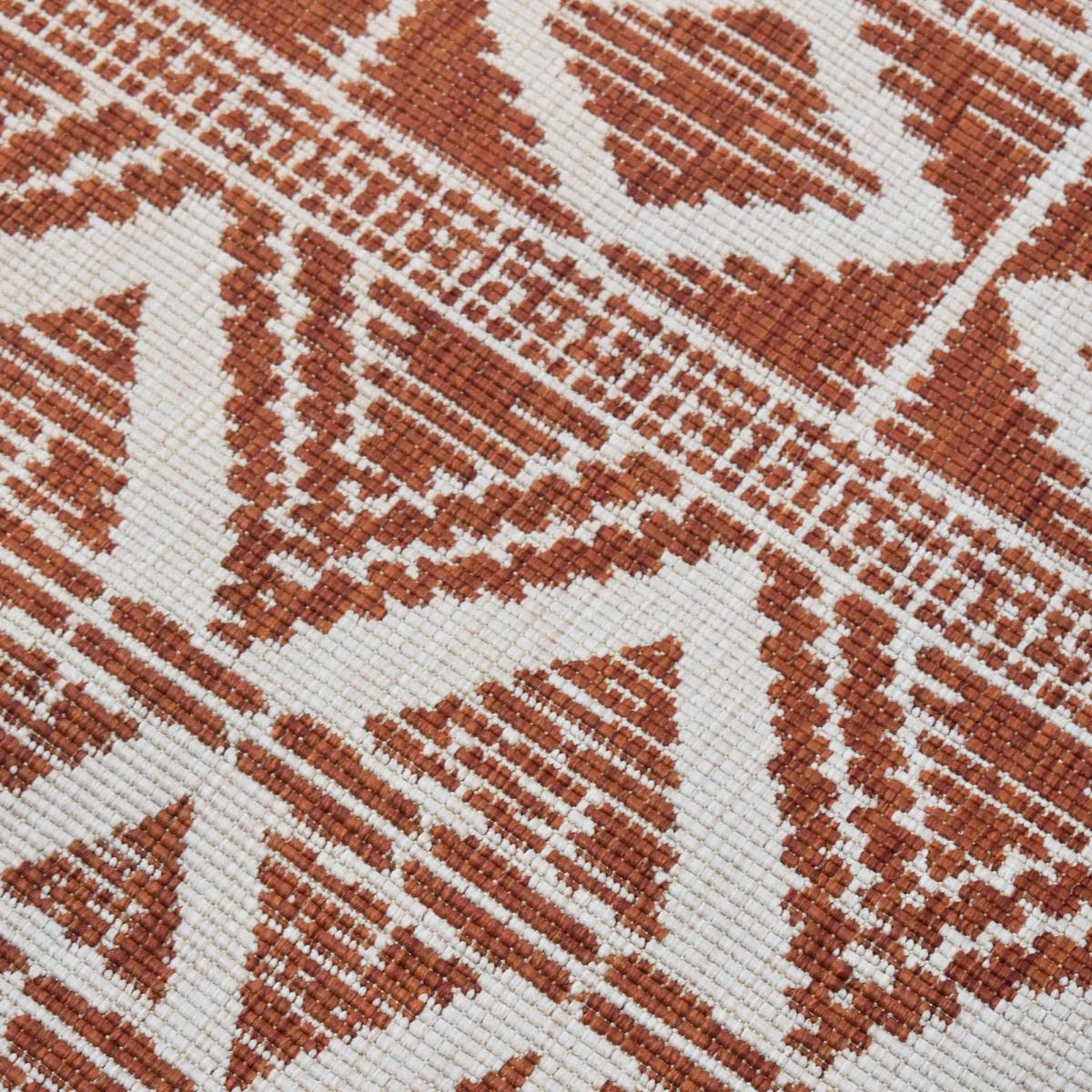 UnAmourDeTapis Tapis Exterieur 160 X 230 Cm, Rouge, Motif Géométrique Graphique, Tissage Kilim Réversible, Terrasse Jardin, Fabriqué en Belgique, 6368