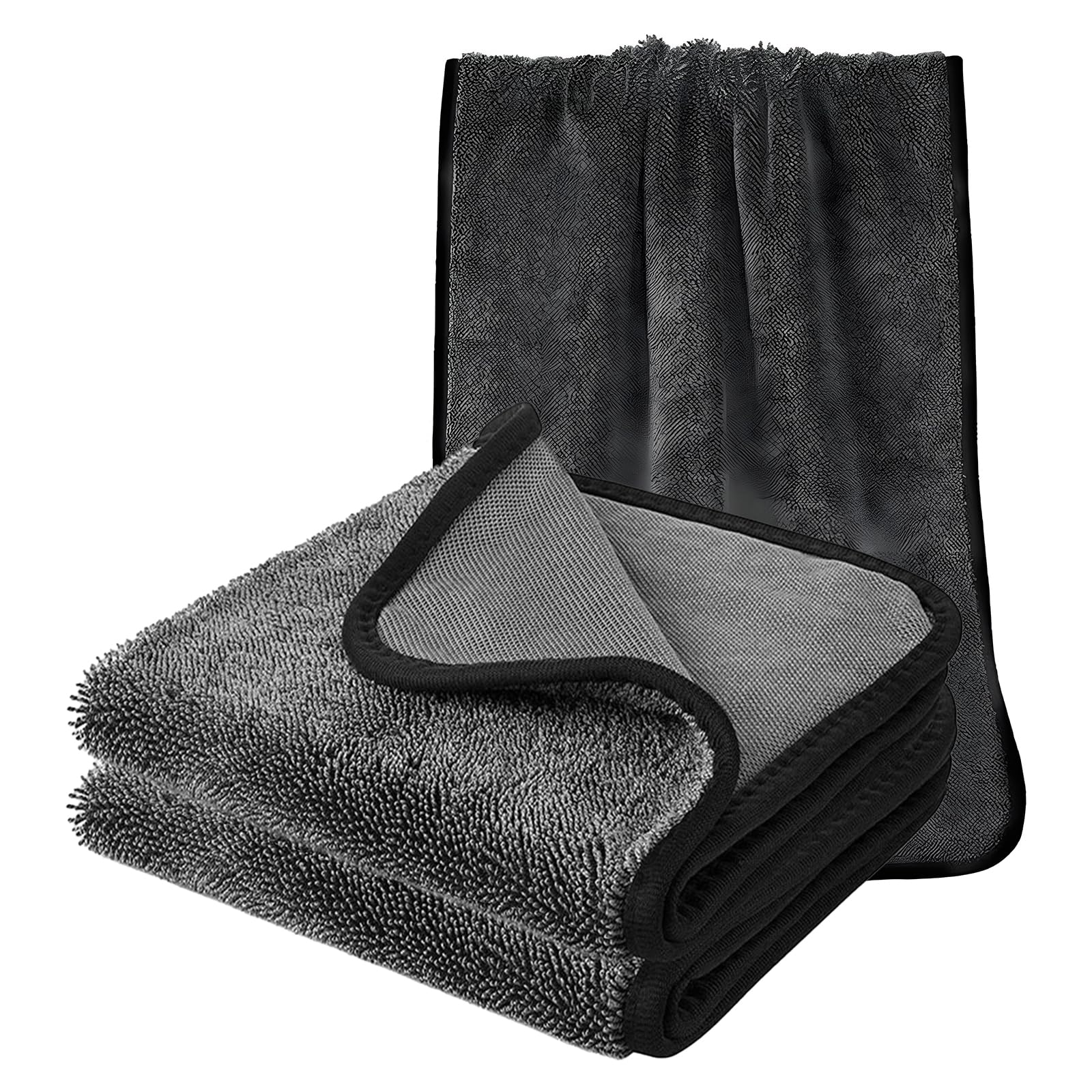 Honeueuen 2 Pack Microfibre Car Drying Towels Extra Large 90x60cm 600GSM Super Absorbent Microfiber Cloth for Car Detailing Washing Polishing No Streaks No Scratches, Car and Truck Drying Towel