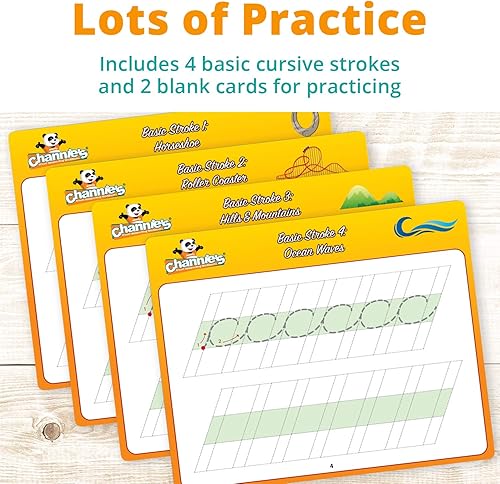 Miniatura 3 de Channie's Tarjetas visuales cursivas, 43 tarjetas flash de escritura cursiva de borrado en seco, práctica diaria de seguimiento de letras cursivas