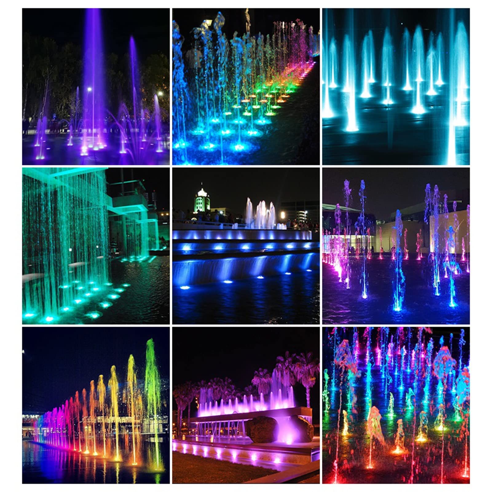 RGB Luce della Fontana con Telecomando - Sommergibili Luci Piscina IP68 Impermeabile LED Luci Piscina per Acquari Nozze Halloween Parco Luci Decorative, AC 12/24V