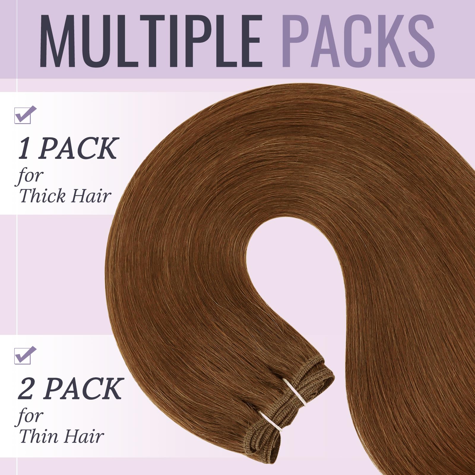 Fshine Extension Capelli Veri Marrone Rosso Tessitura Meches Umani 50cm 100g Cucite #330