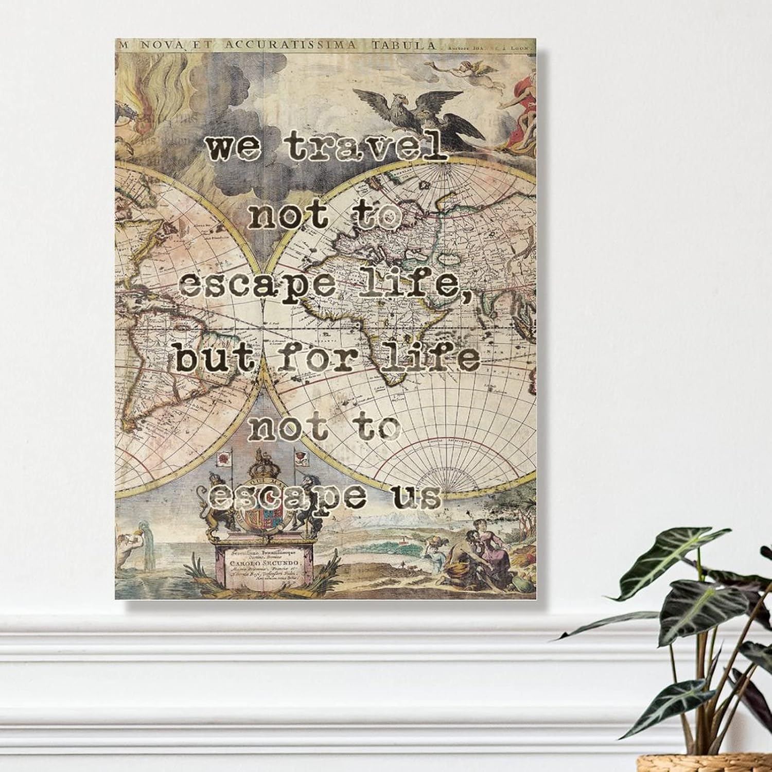 Wood Sign Polar Regions Vintage Adventure Maps Wall Decor Sign We Travel Not to Life Wood Art Plaque Rustic Farmhouse Signs Wall Decor for Living Room 18x24in