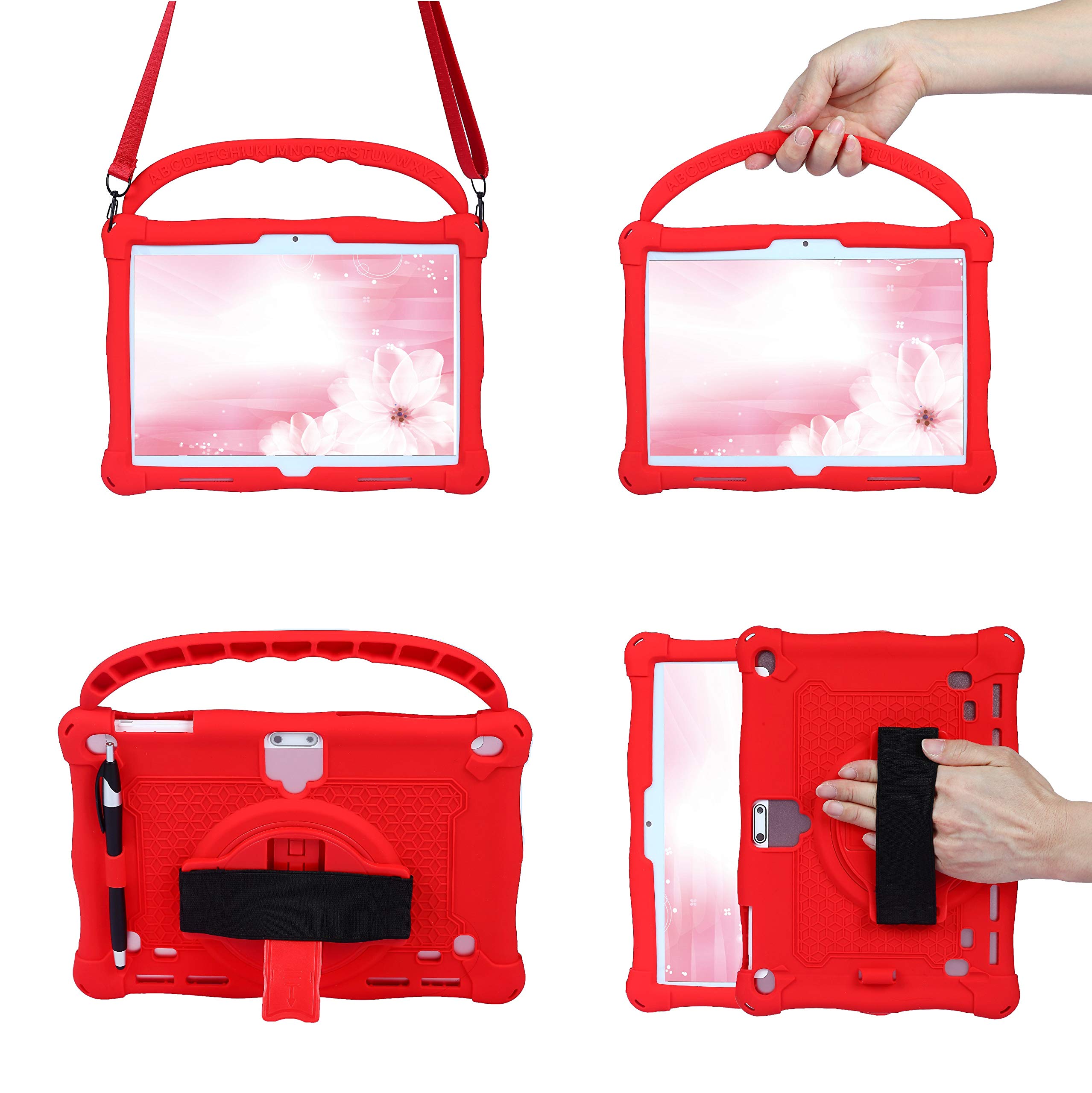 Silicone Case for Dragon Touch Notepad K10/K10/Max10,FLYINGTECH 10,MatrixPad S30/S10/Z4,Lectrus 10,TenYiDe 10.1,YELLYOUTH 10,ZONKO 10.1,Hoozo 10,PRITOM M10,qunyiCO Y10,WECOOL 10,Victbing 10,Red