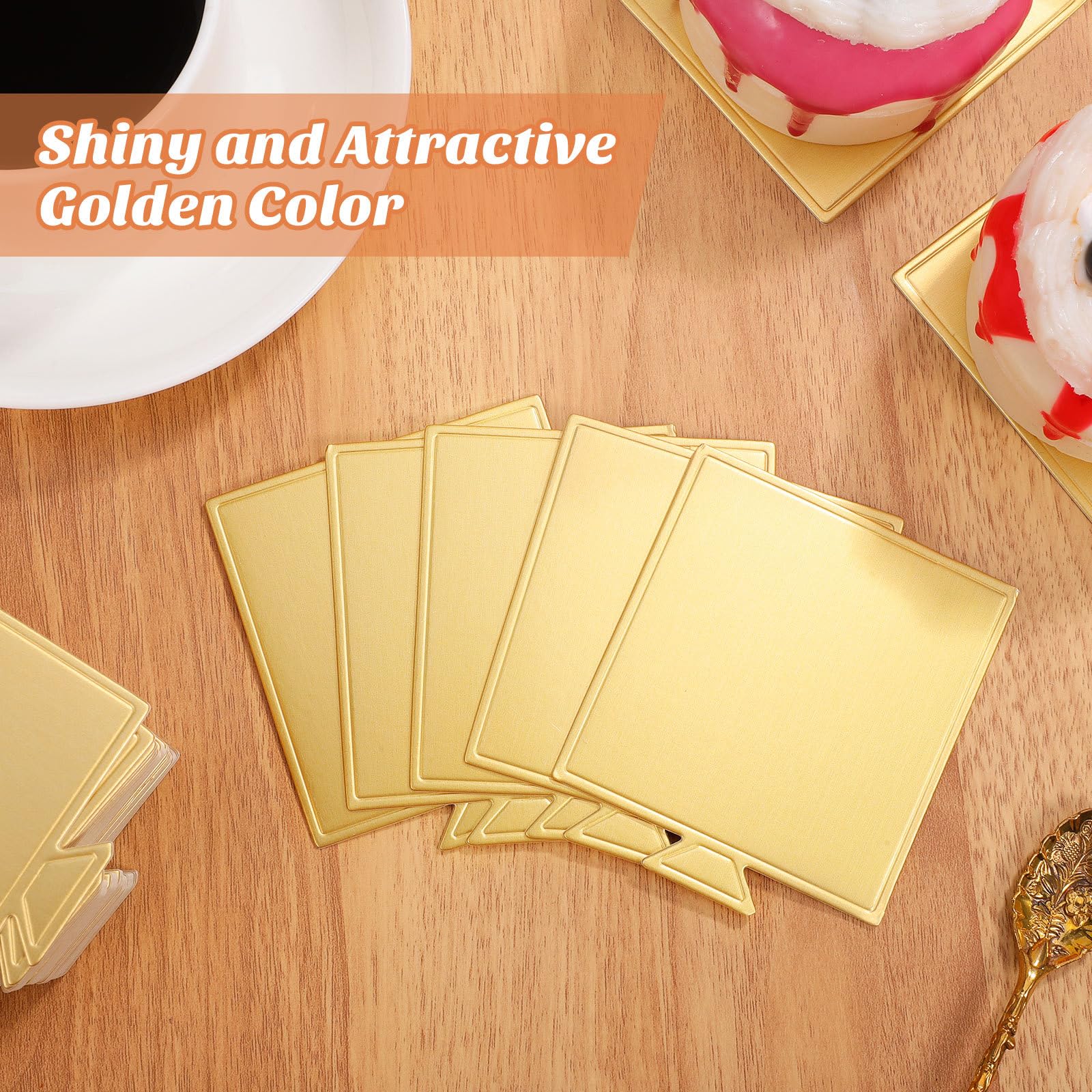100 Blatt Kleiner Tortenunterlagen aus Robustem Papier Quadratische Kuchenkartons in Gold Stabile Kuchenplatten für Hochzeit Geburtstag und Dessertpräsentation